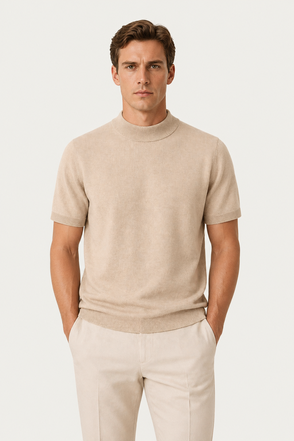 Azure Knit Tee Beige