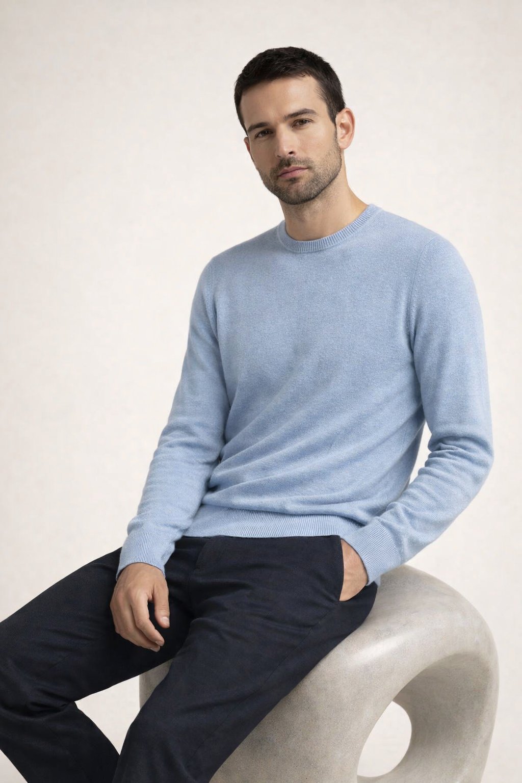 Fine Wool Crewneck Light Blue