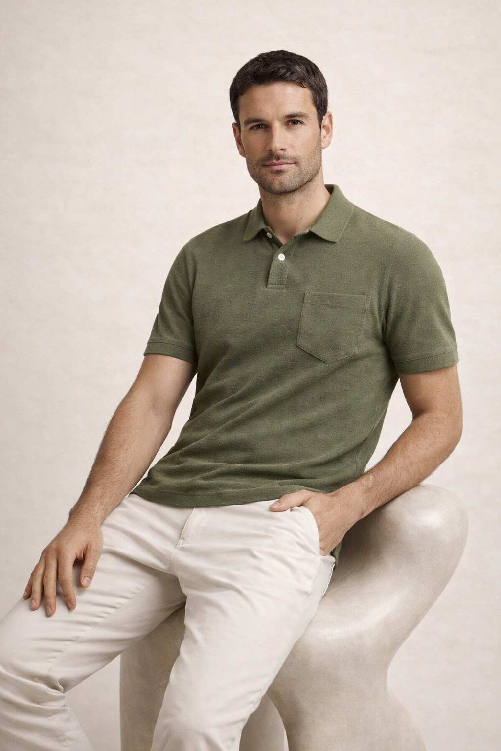 Riviera Terry Polo Olive