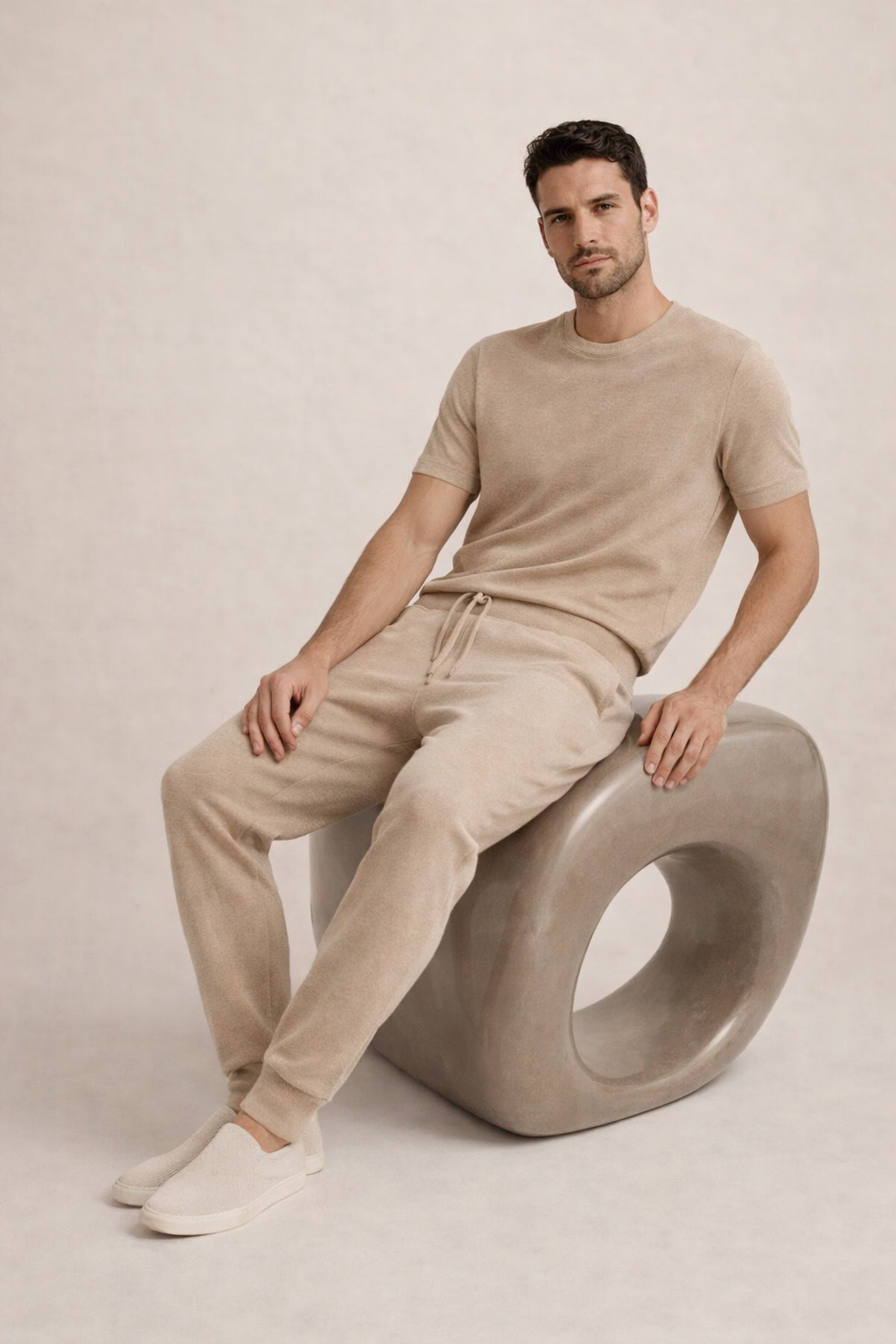 Contour Knit Jogger Beige