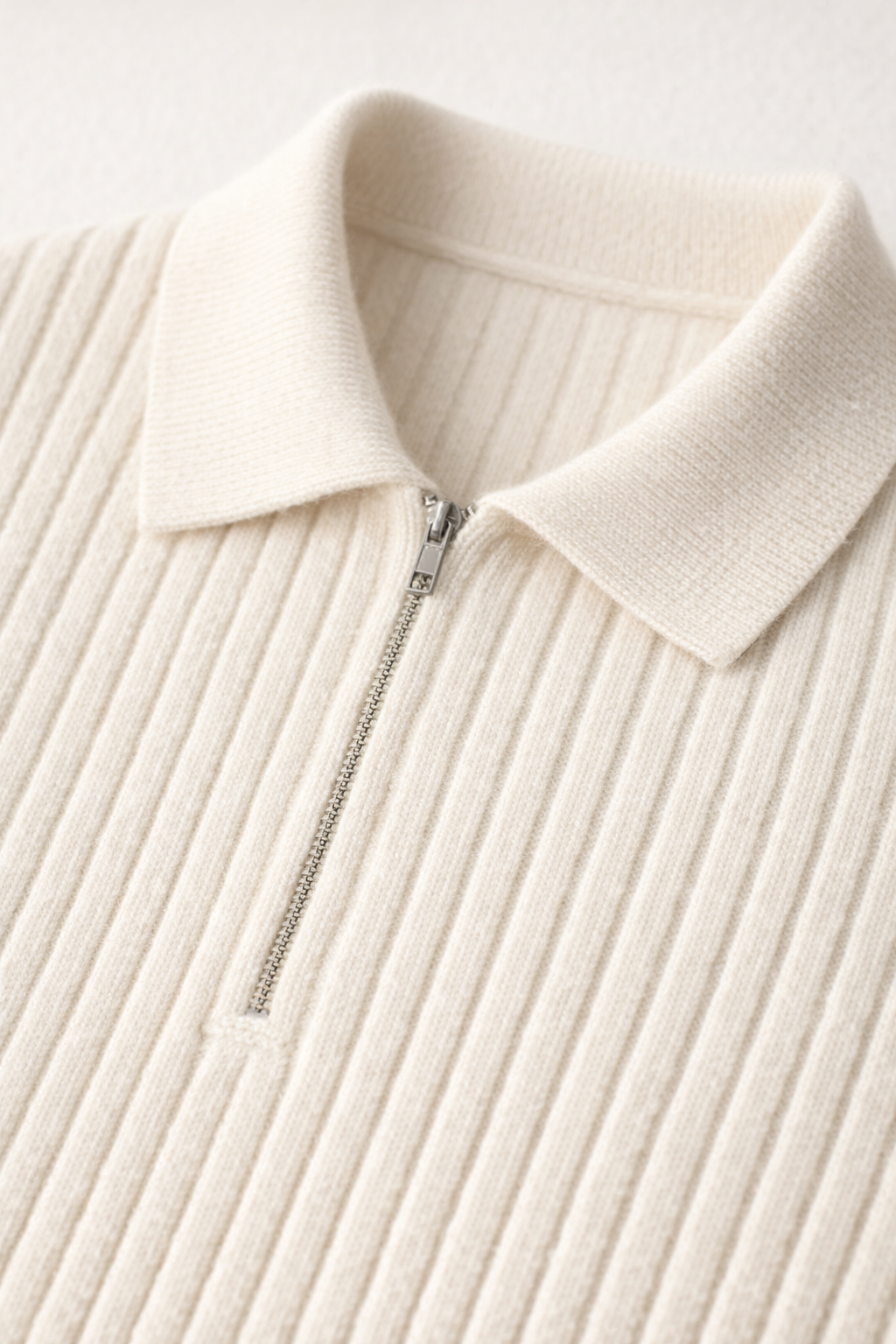 Ribbed Half-Zip Ivory