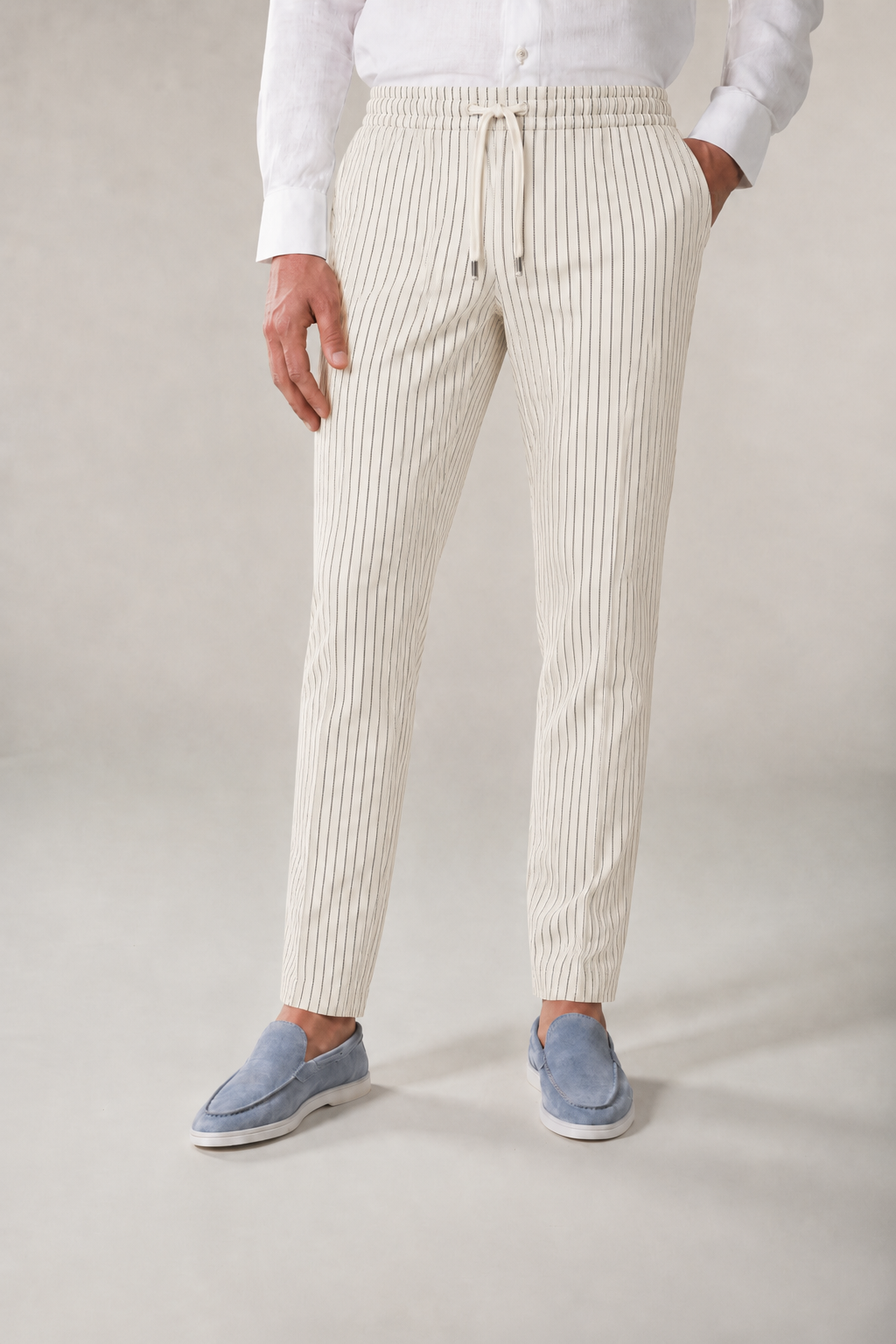 Amalfi Linen Stripe Pants White