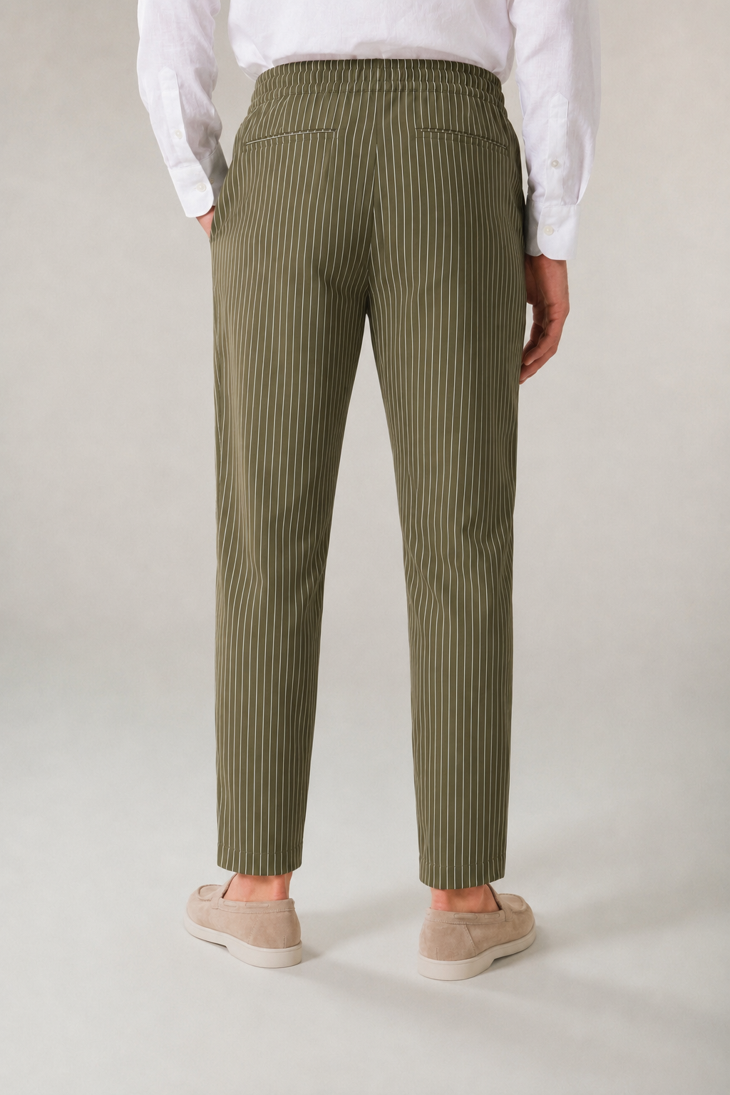 Amalfi Linen Stripe Pants Olive