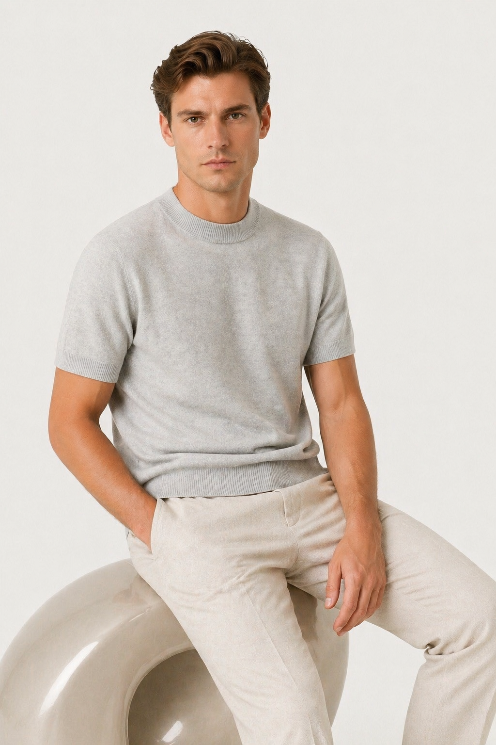Azure Knit Tee Gray