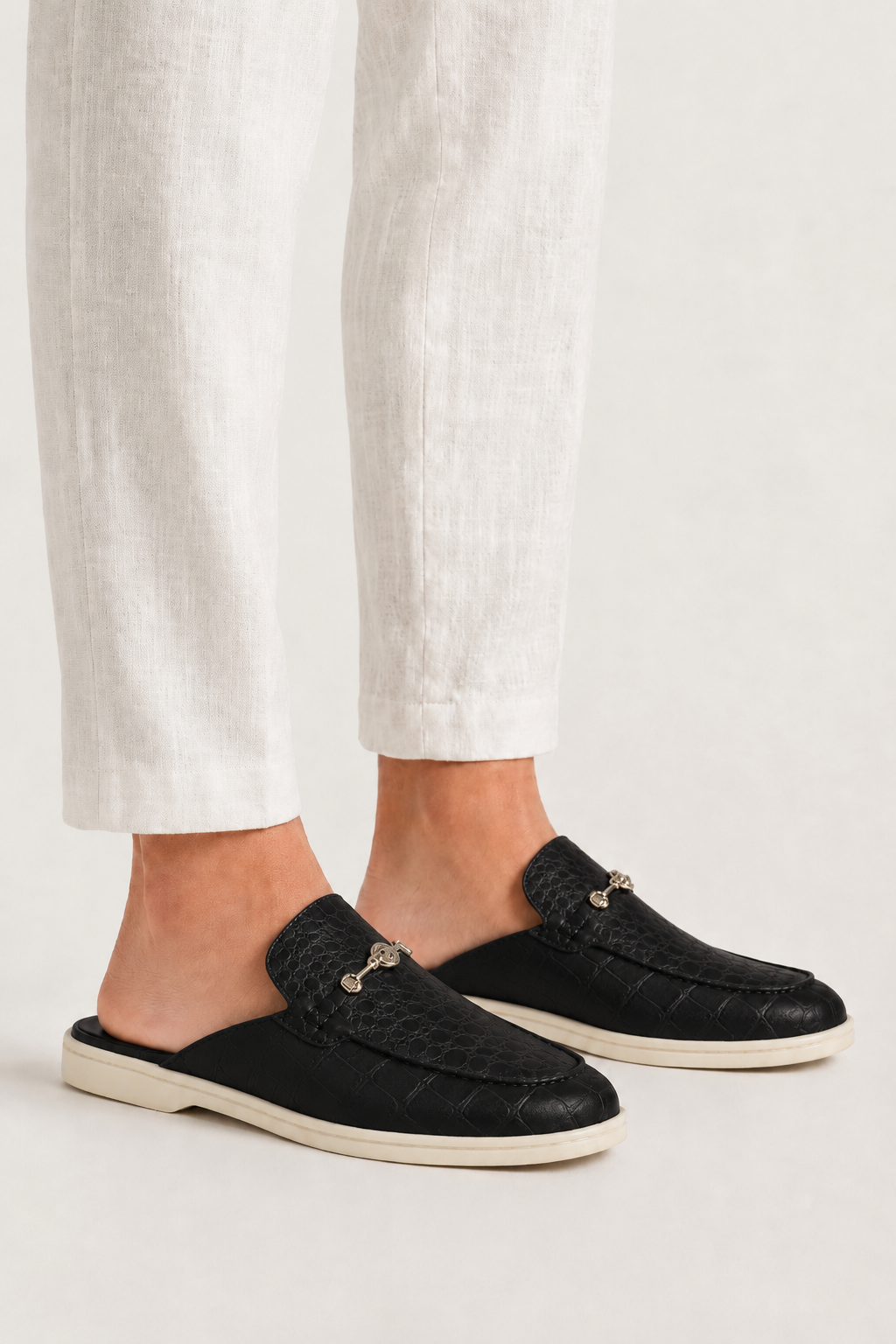Croco Mule Matte Black
