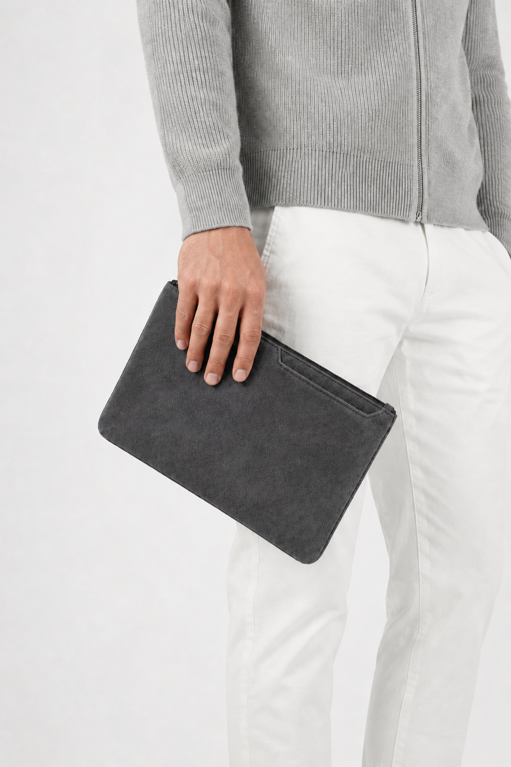 Alcantara Clutch Bag Dark Gray