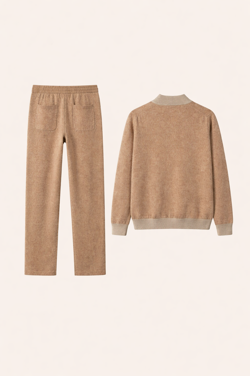 Two-Tone Knit Set Beige