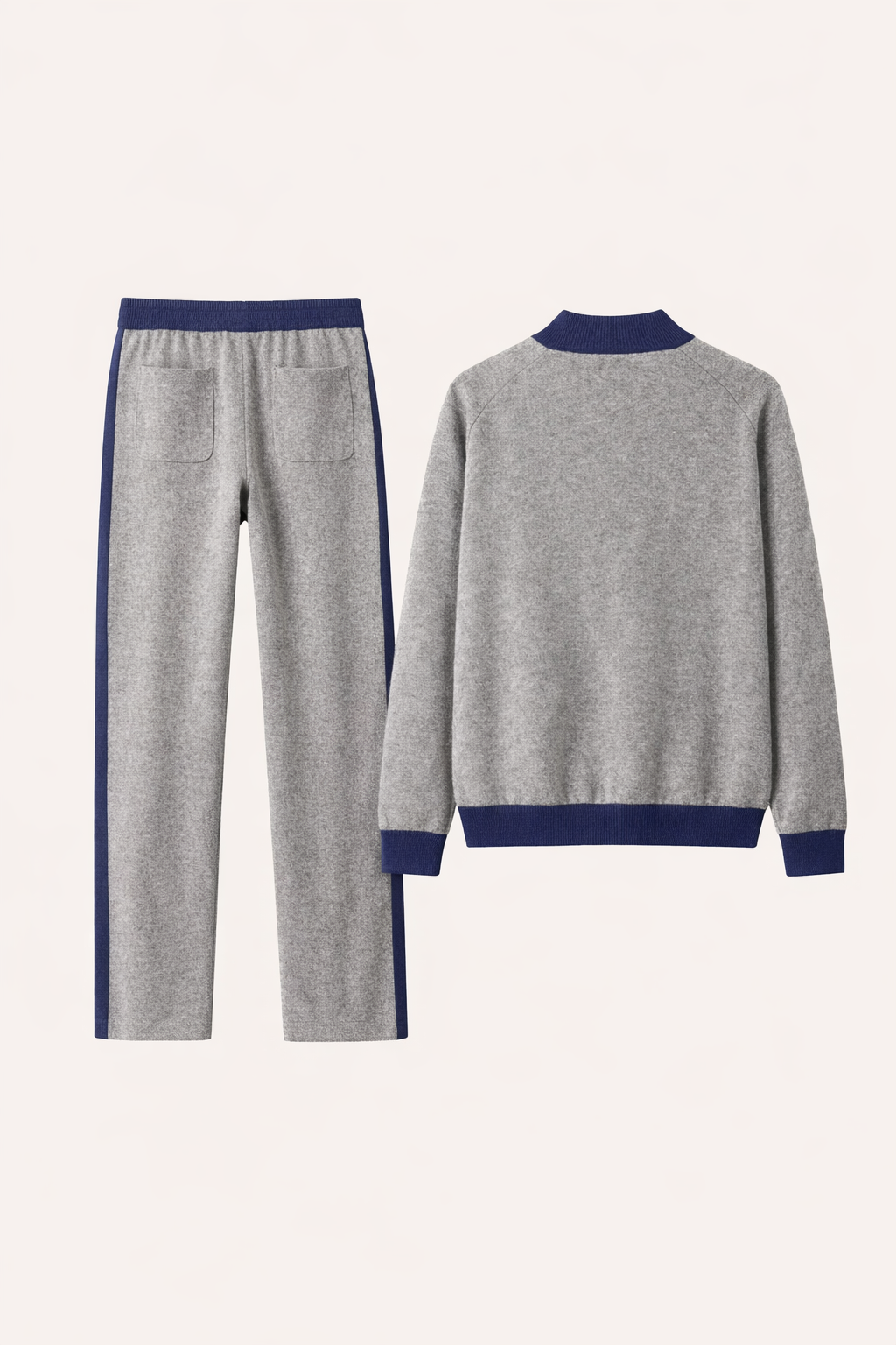 Two-Tone Knit Set Blue