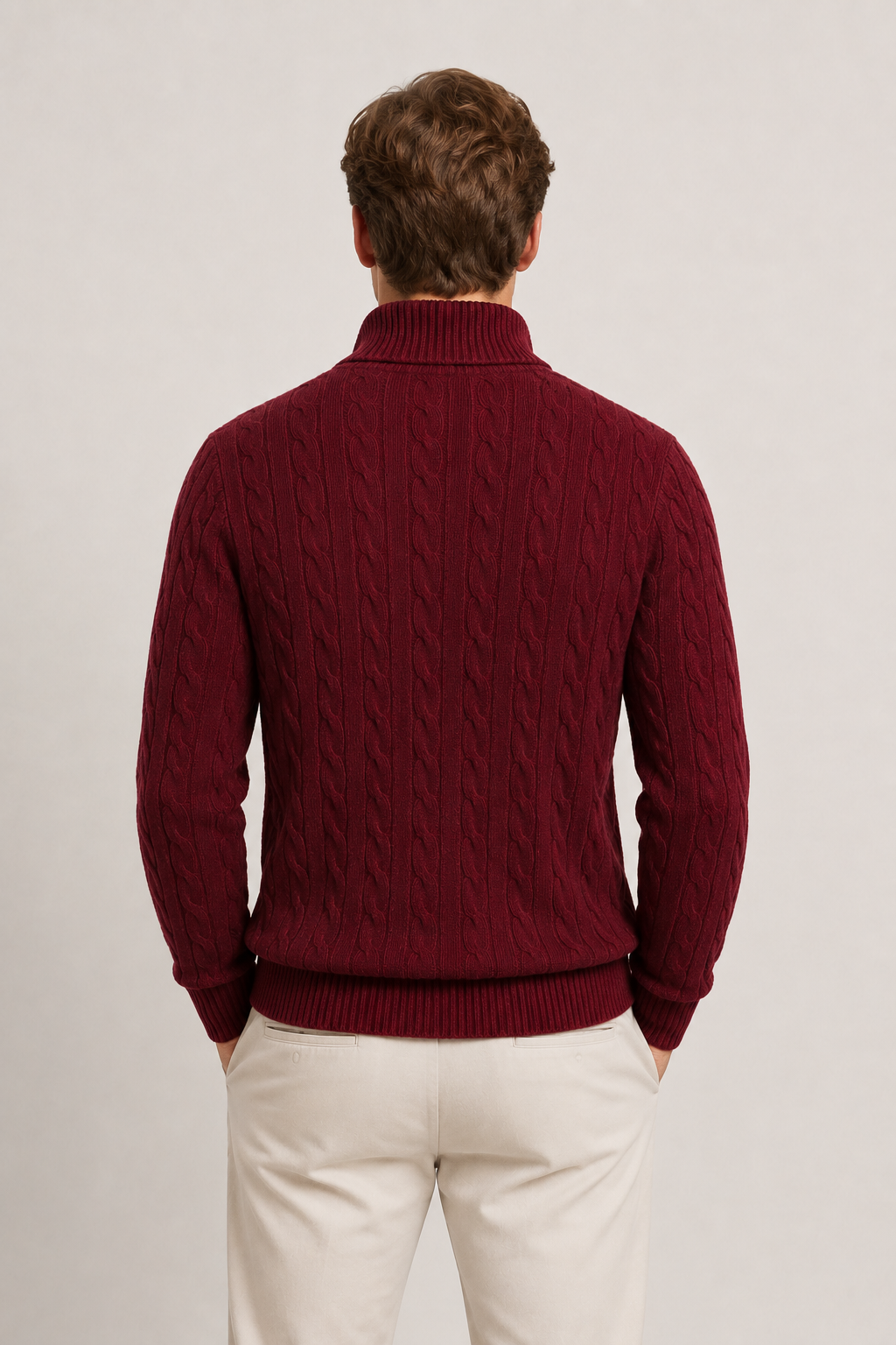 Classic Cable Quarter Zip Red Wine