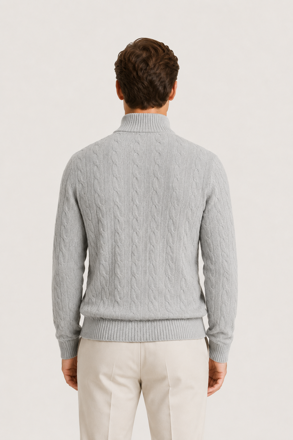 Classic Cable Quarter Zip Grey