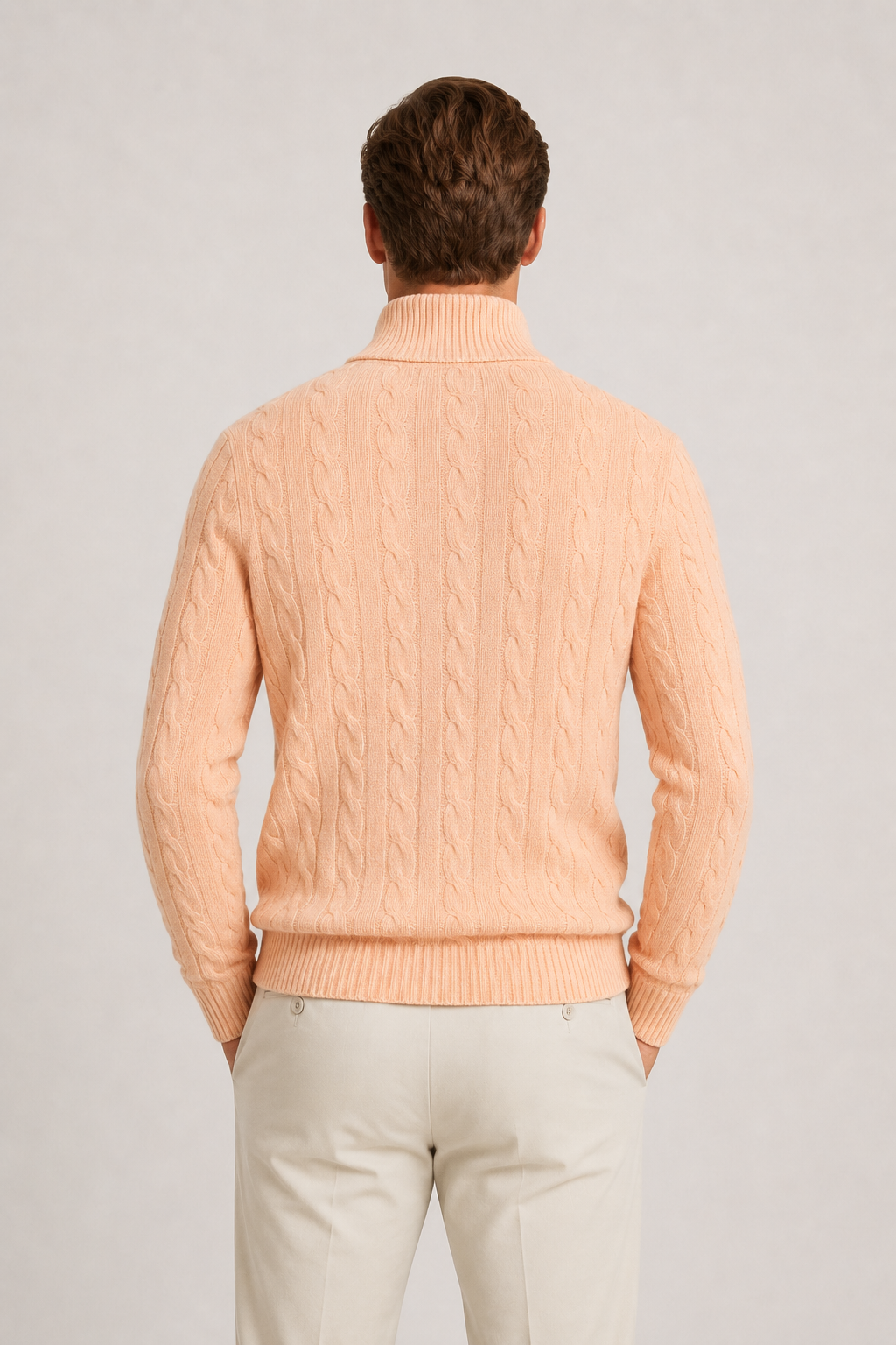 Classic Cable Quarter Zip Abricot
