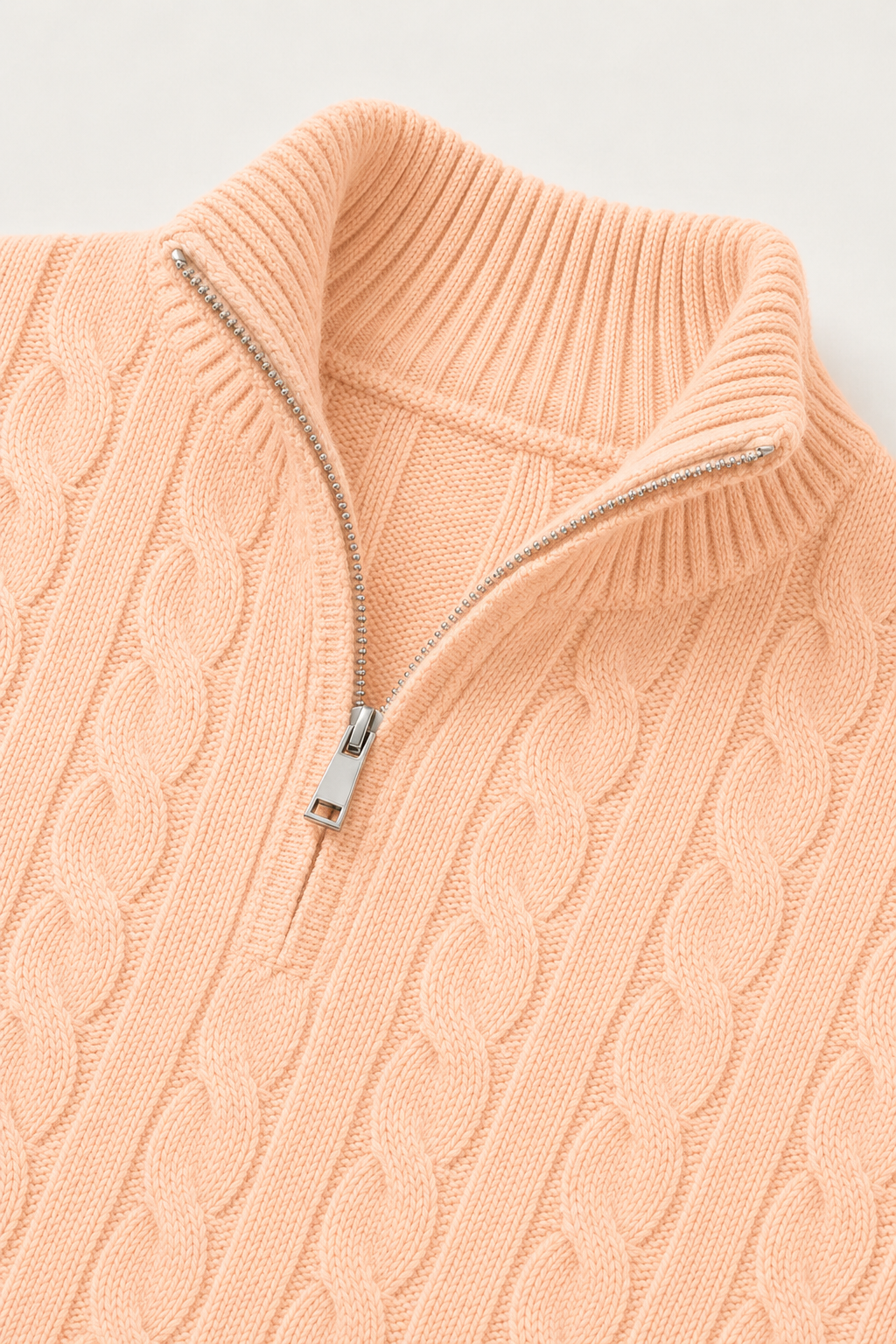 Classic Cable Quarter Zip Abricot