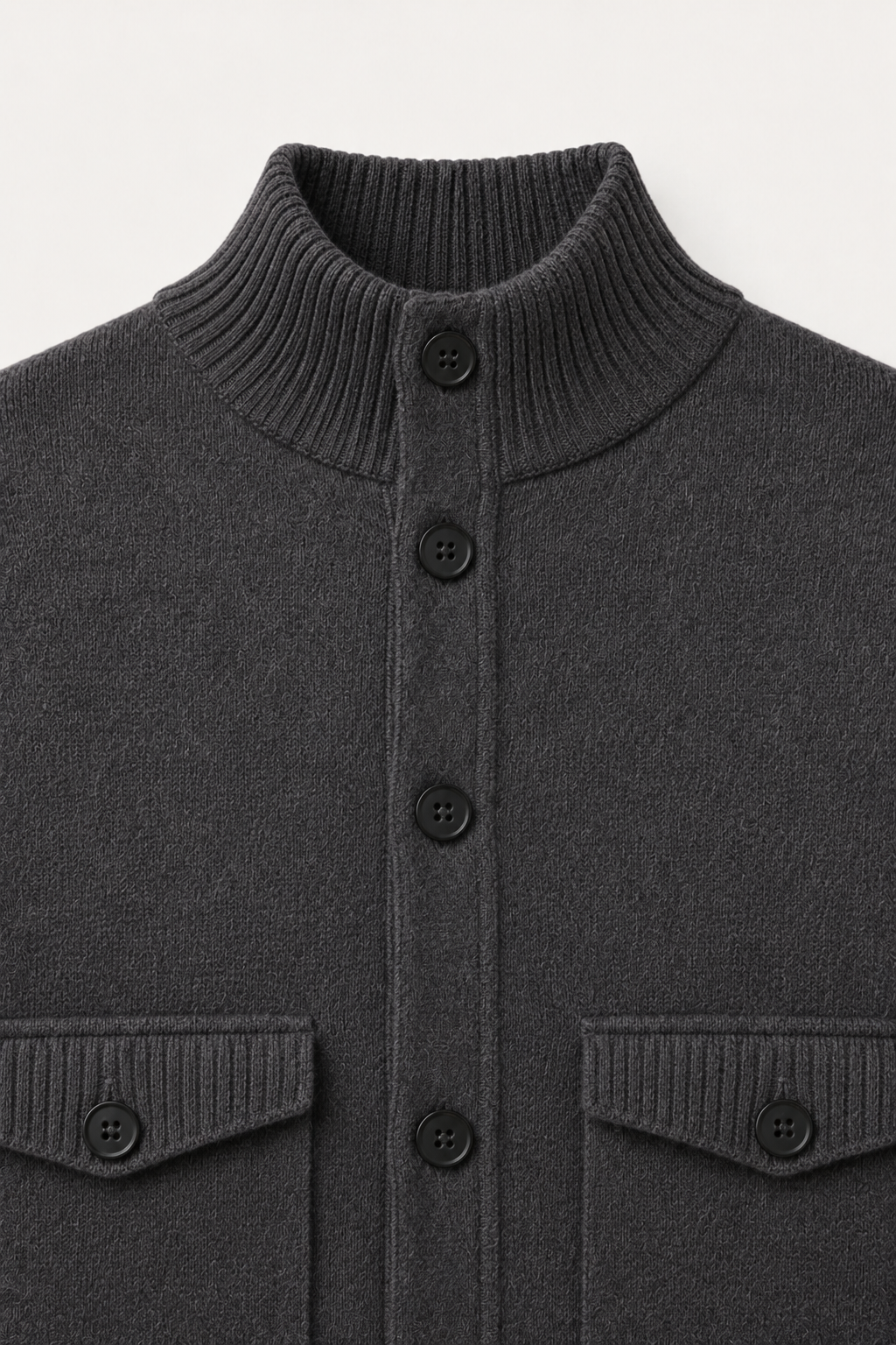 Knit Button Cardigan Dark Gray