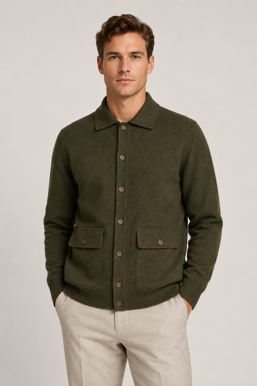 Valmont Button Knit Olive