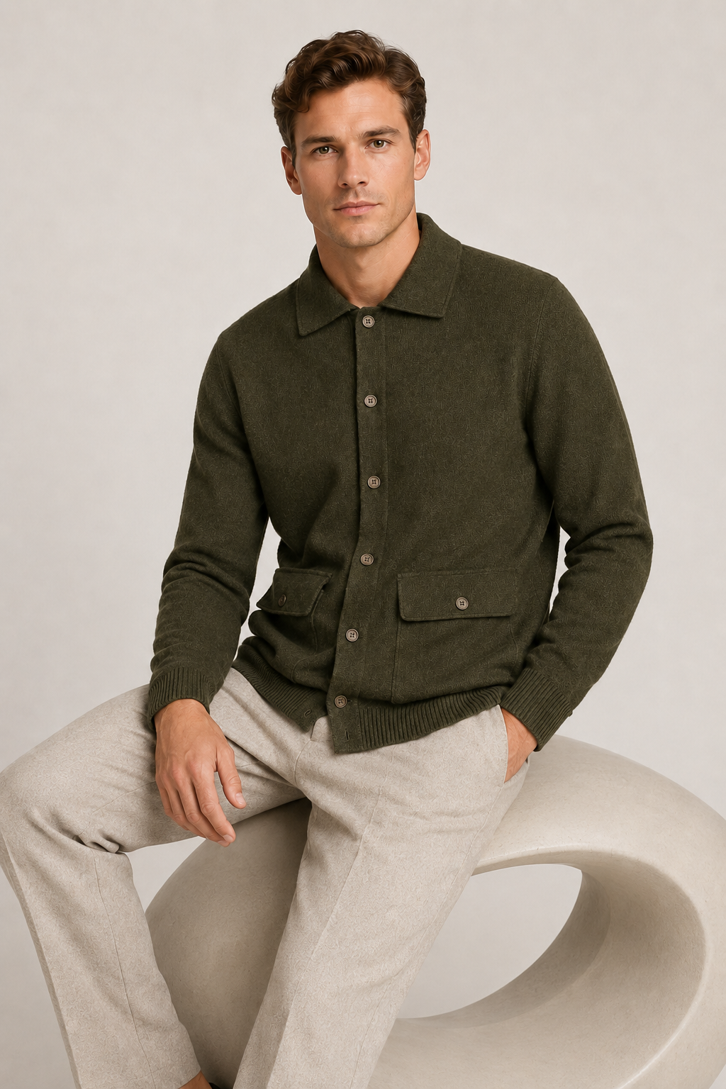 Valmont Button Knit Olive