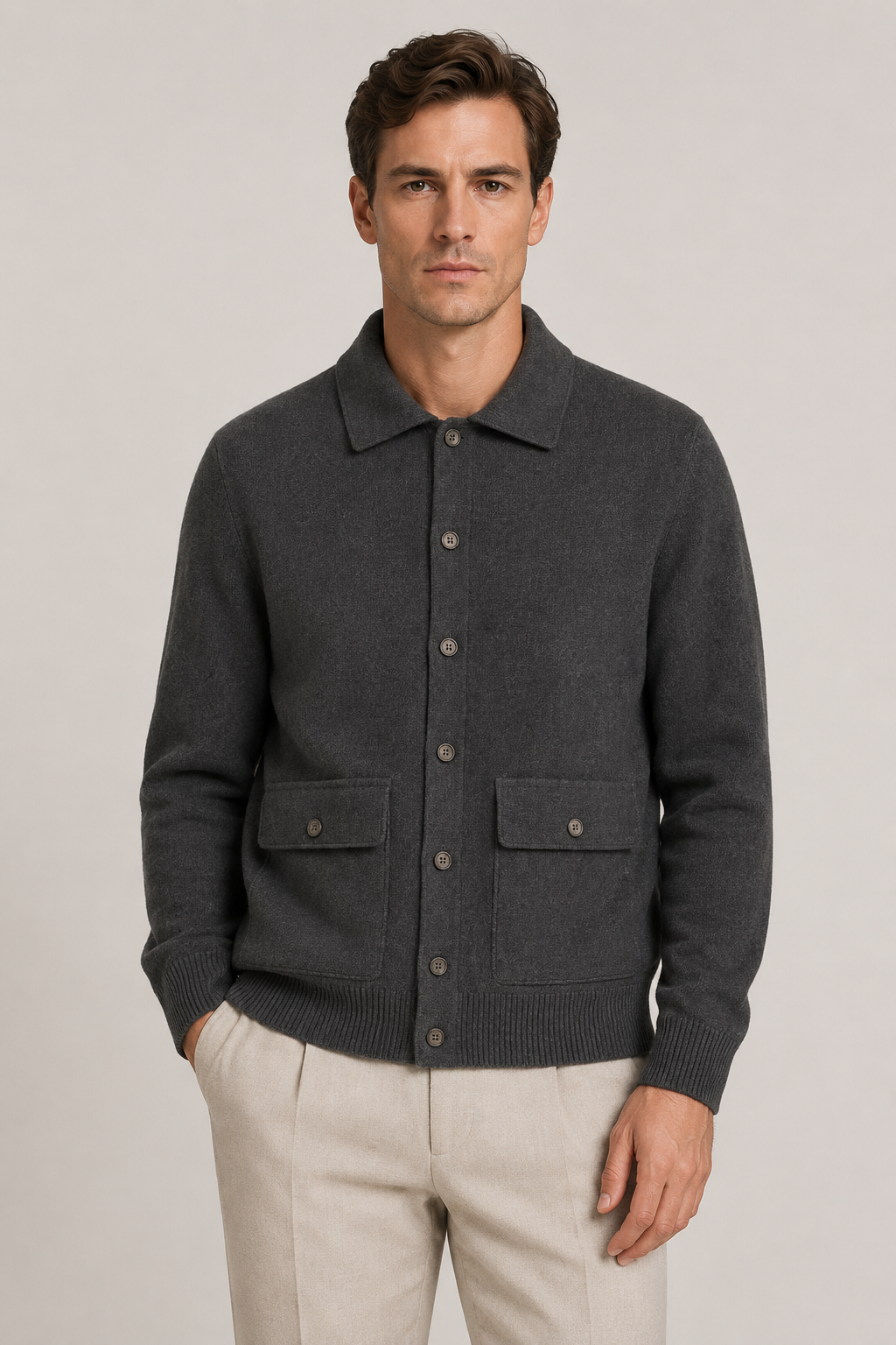 Valmont Button Knit Dark Gray