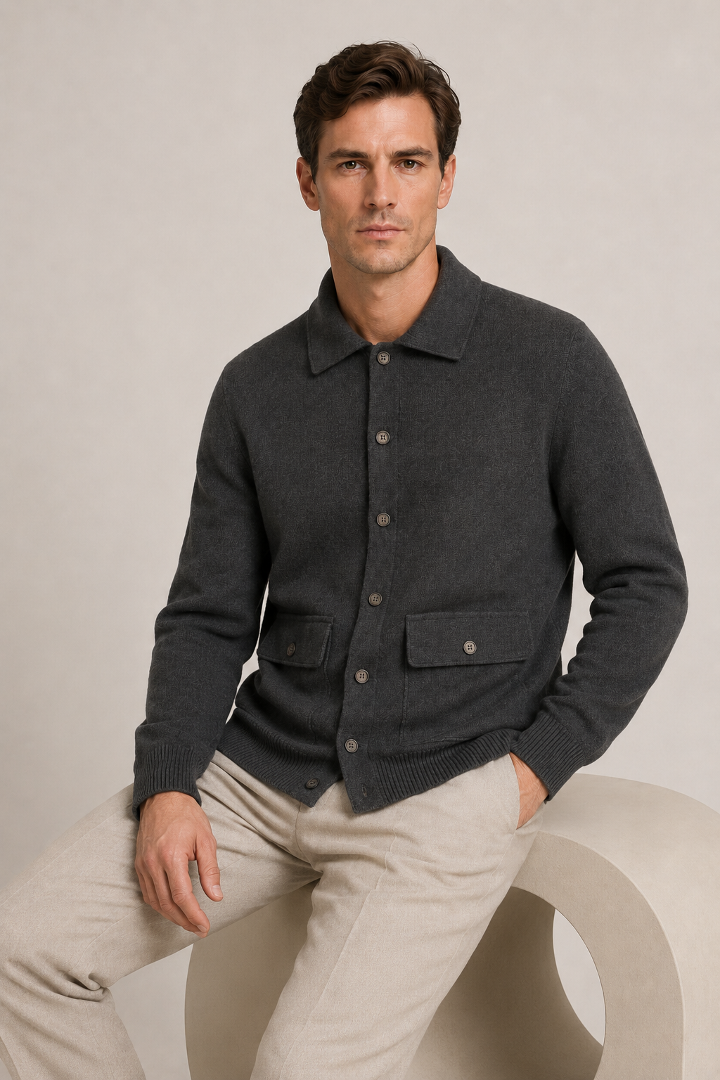 Valmont Button Knit Dark Gray