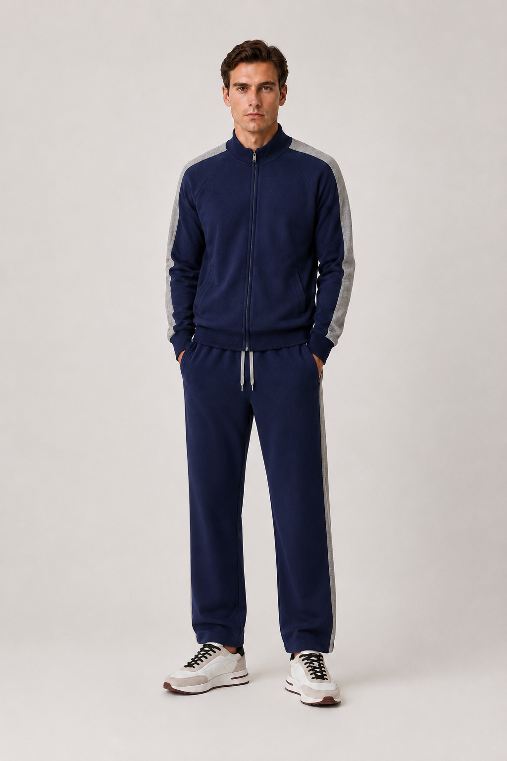 Two-Tone Knit Set Blue