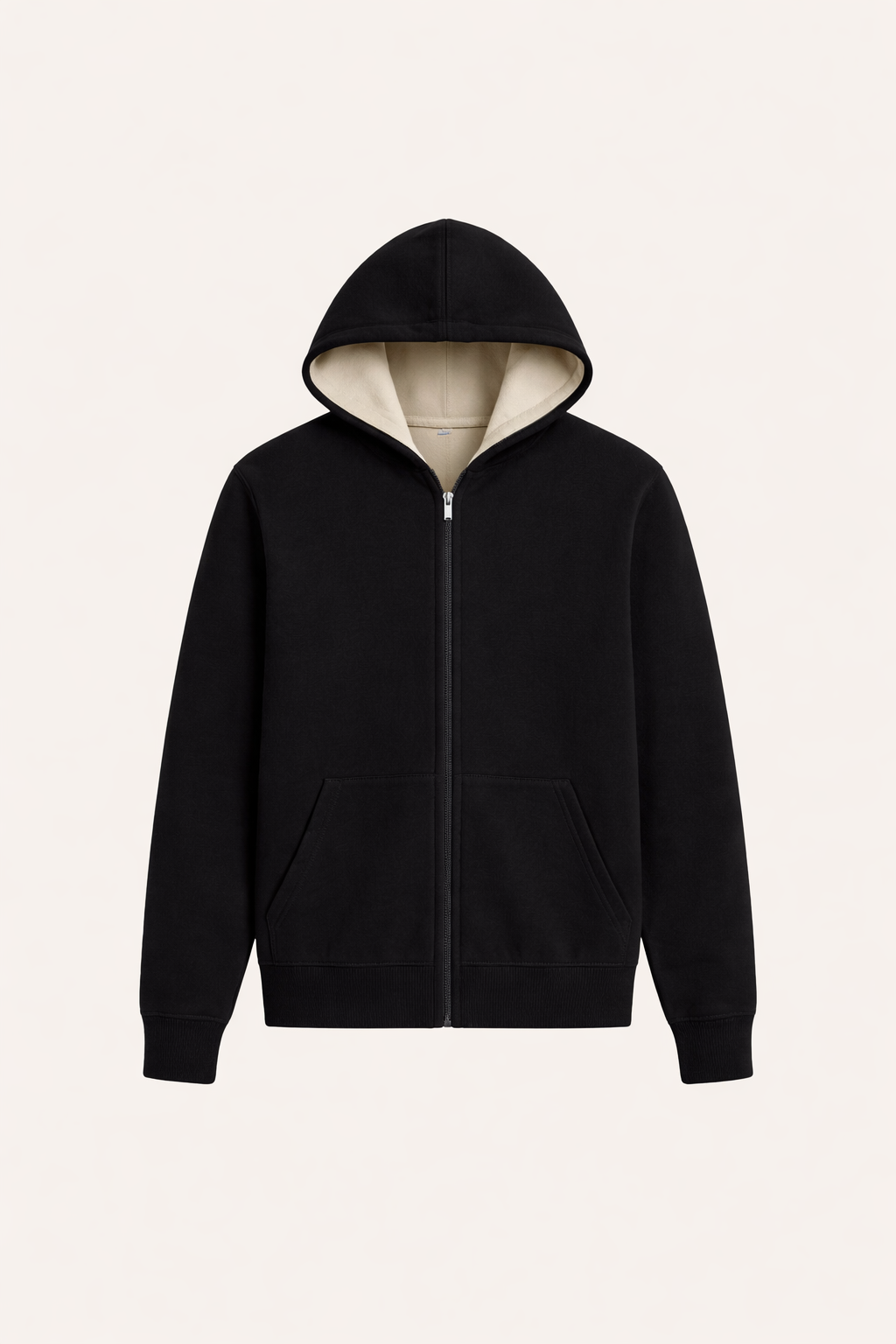 Reversible Hooded Zip Knit Ivory & Black