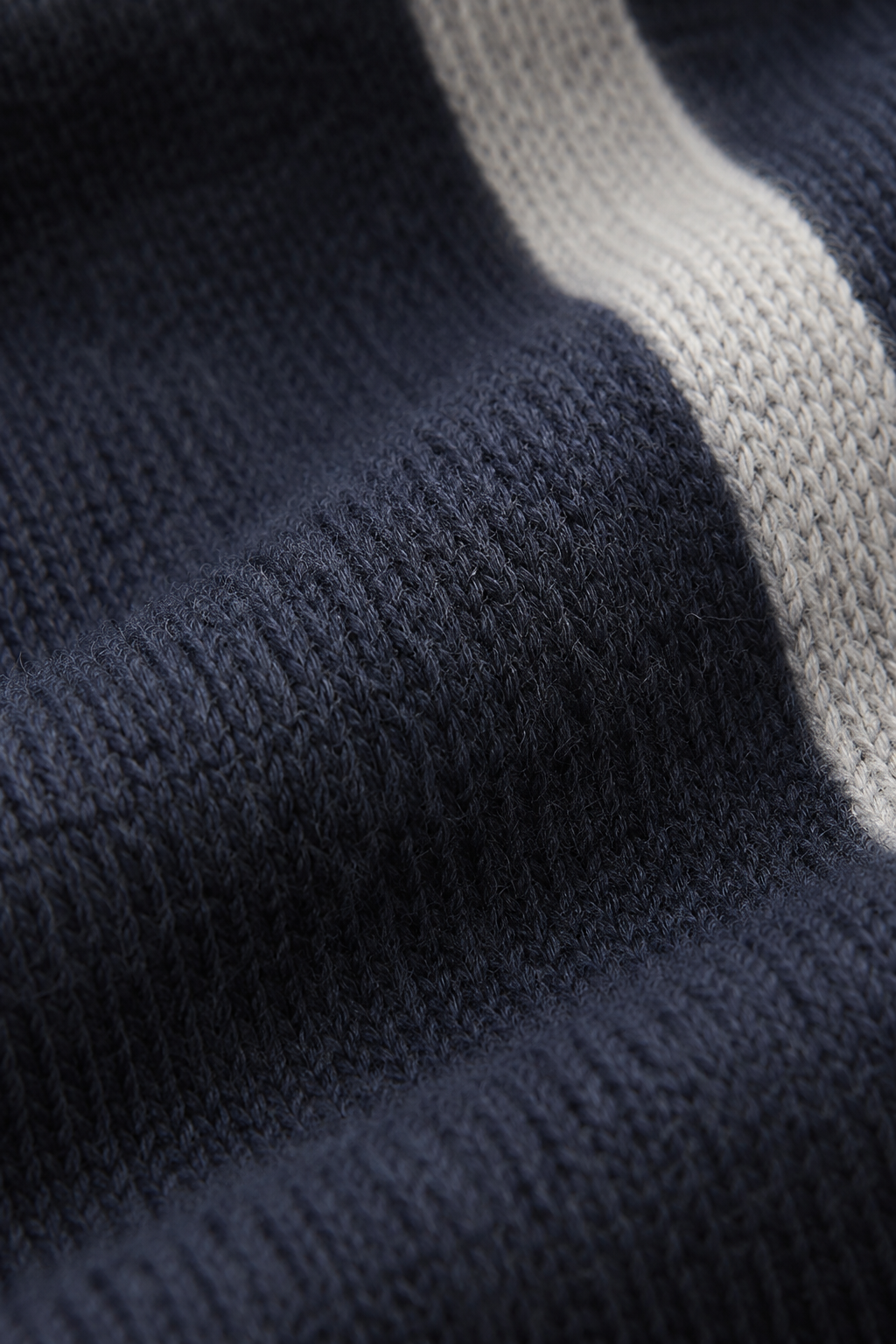Rib Collar Zip Knit Navy