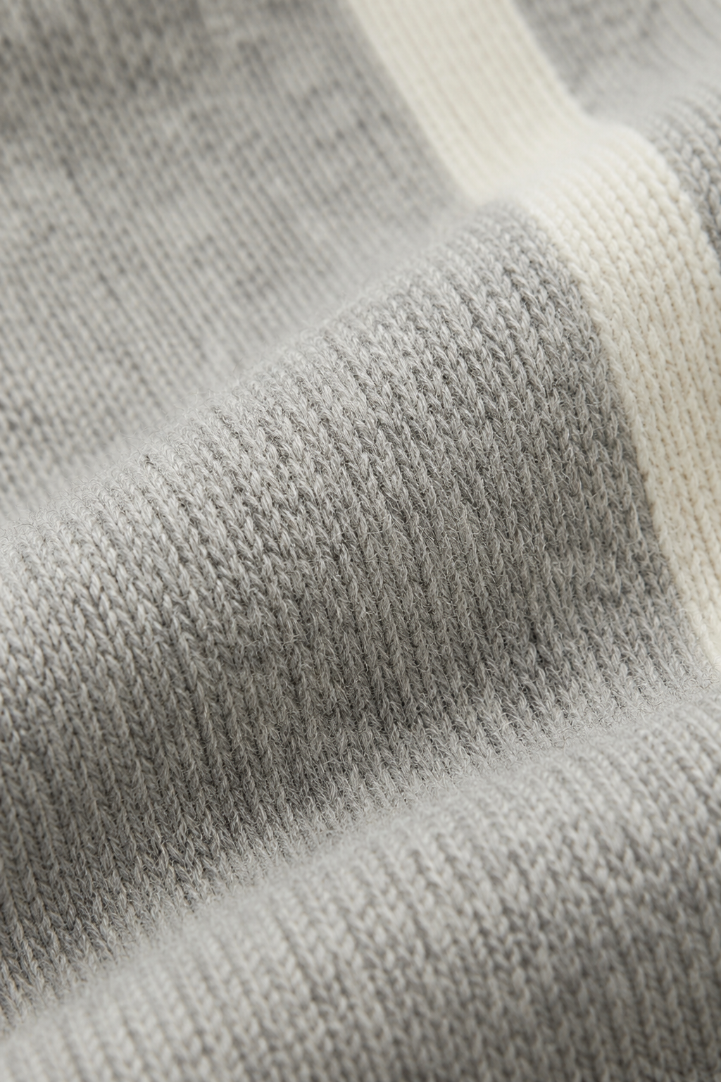Rib Collar Zip Knit Light Gray