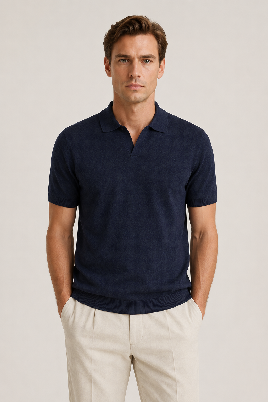 Classic Buttonless Polo – Navy