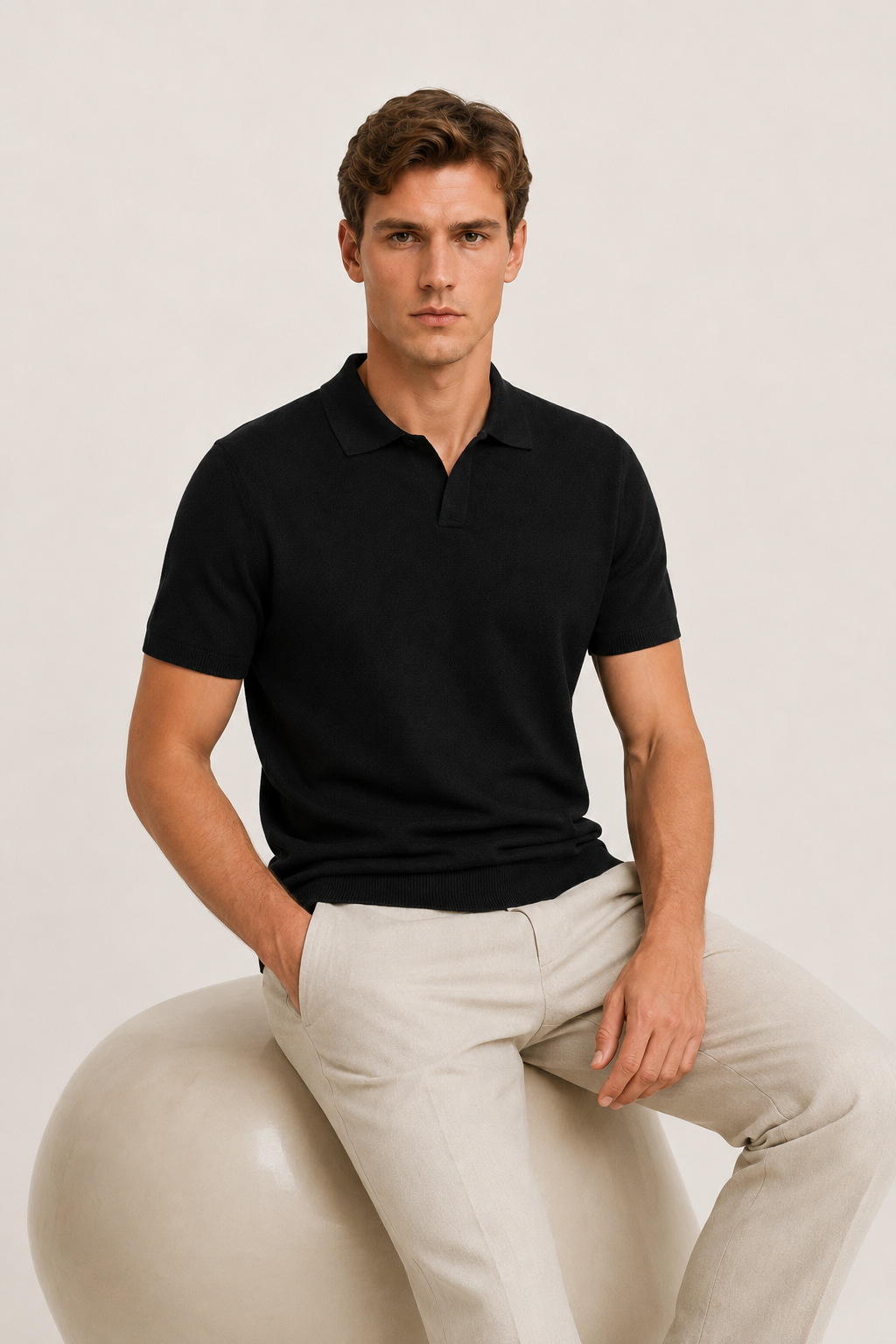 Classic Buttonless Polo – Black