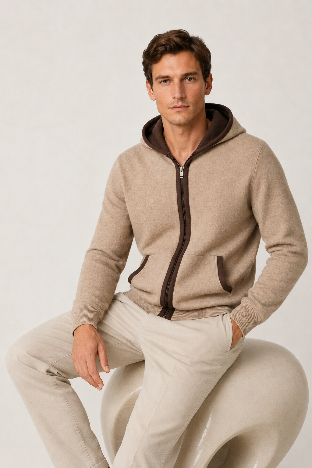 Hooded Cardigan Brown / Dark Brown