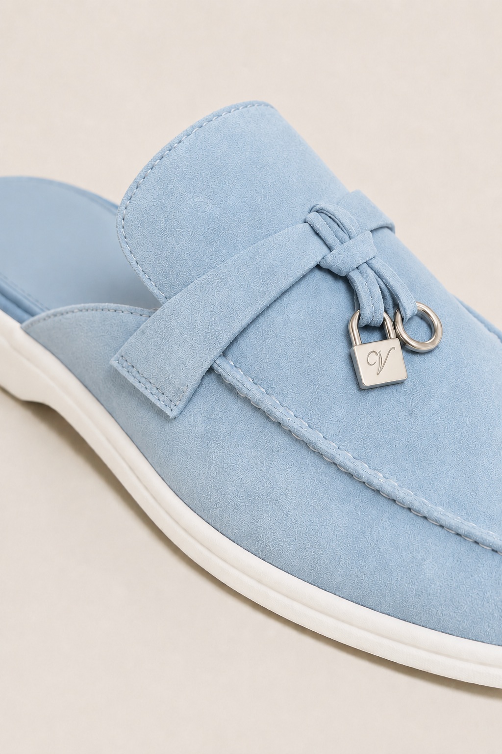 Ancestral Buckle Mule Light Blue