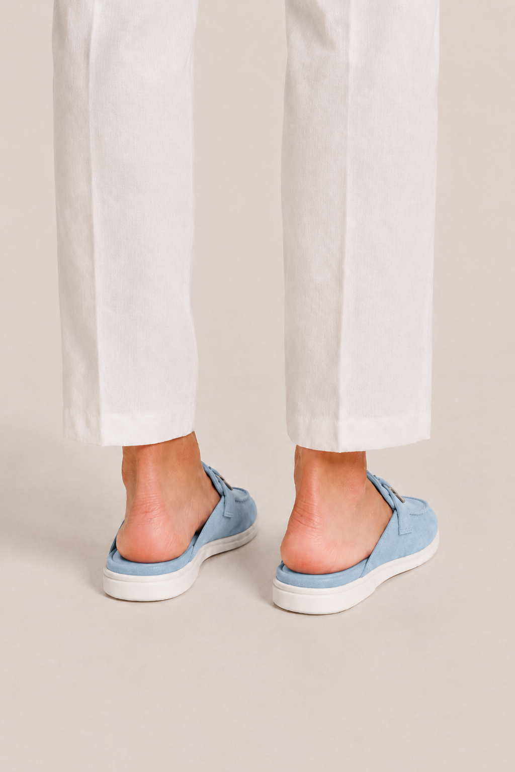 Ancestral Buckle Mule Light Blue