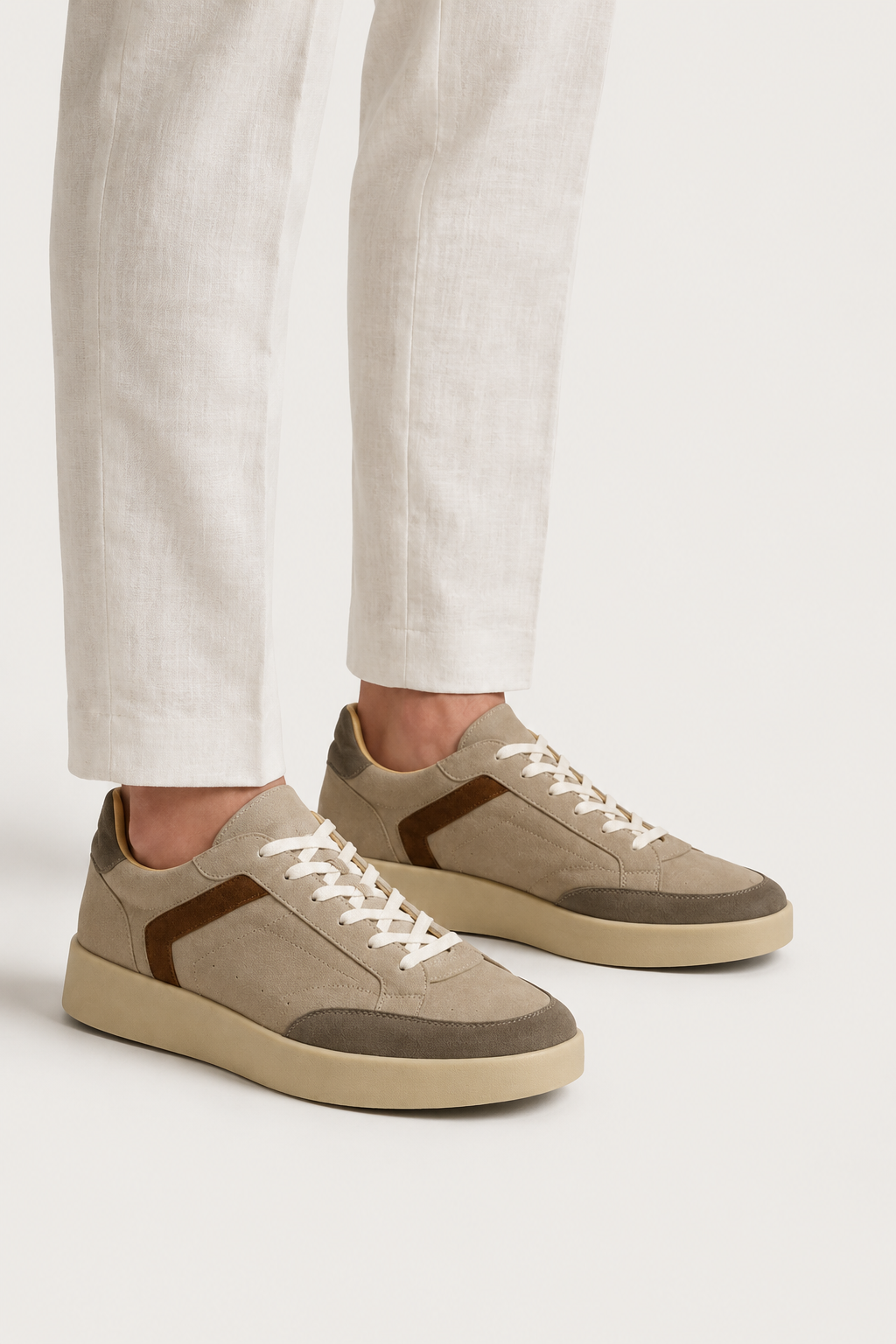 Verona Suede Sneaker Beige/Dark Brown