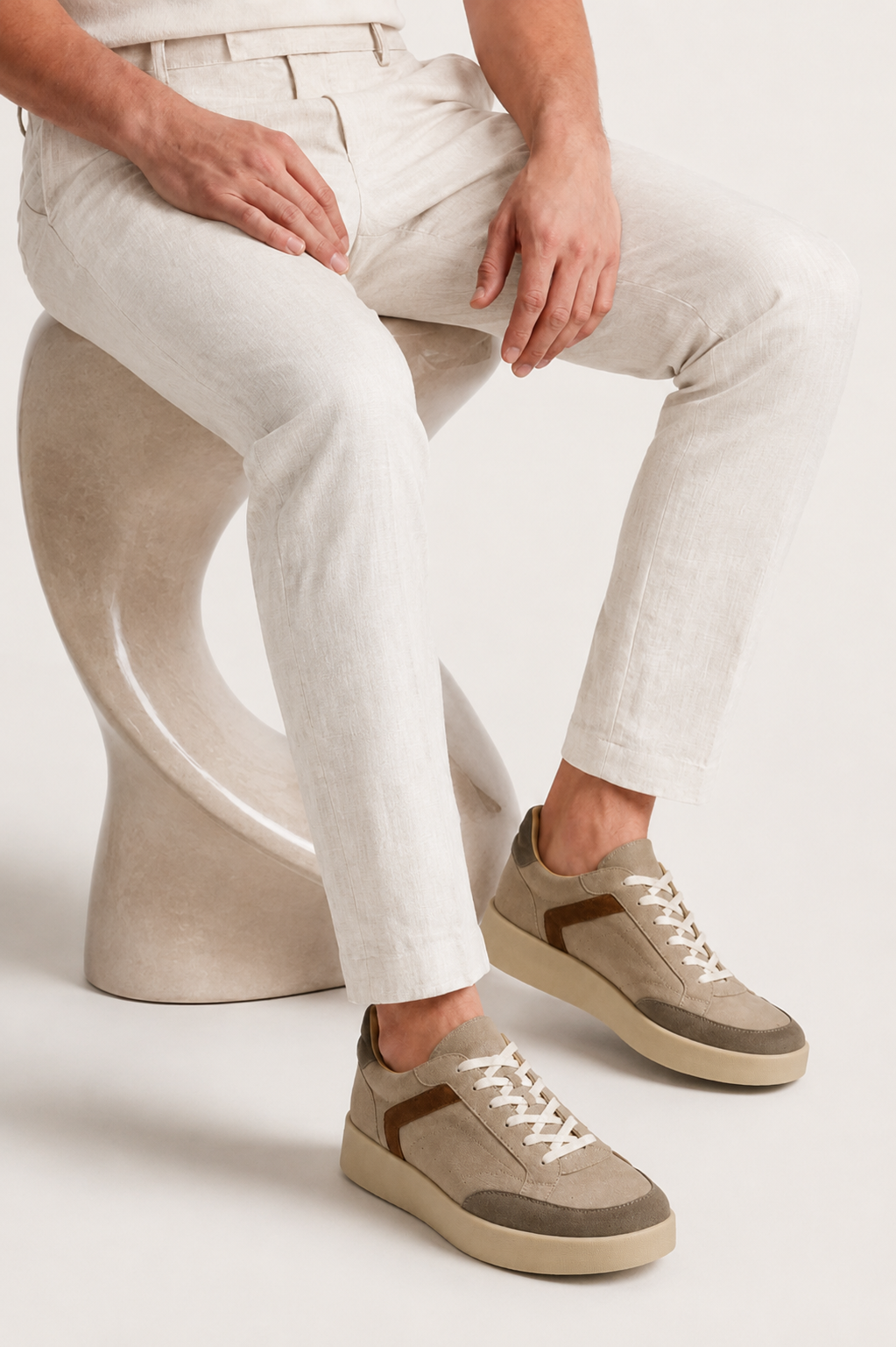 Verona Suede Sneaker Beige/Dark Brown