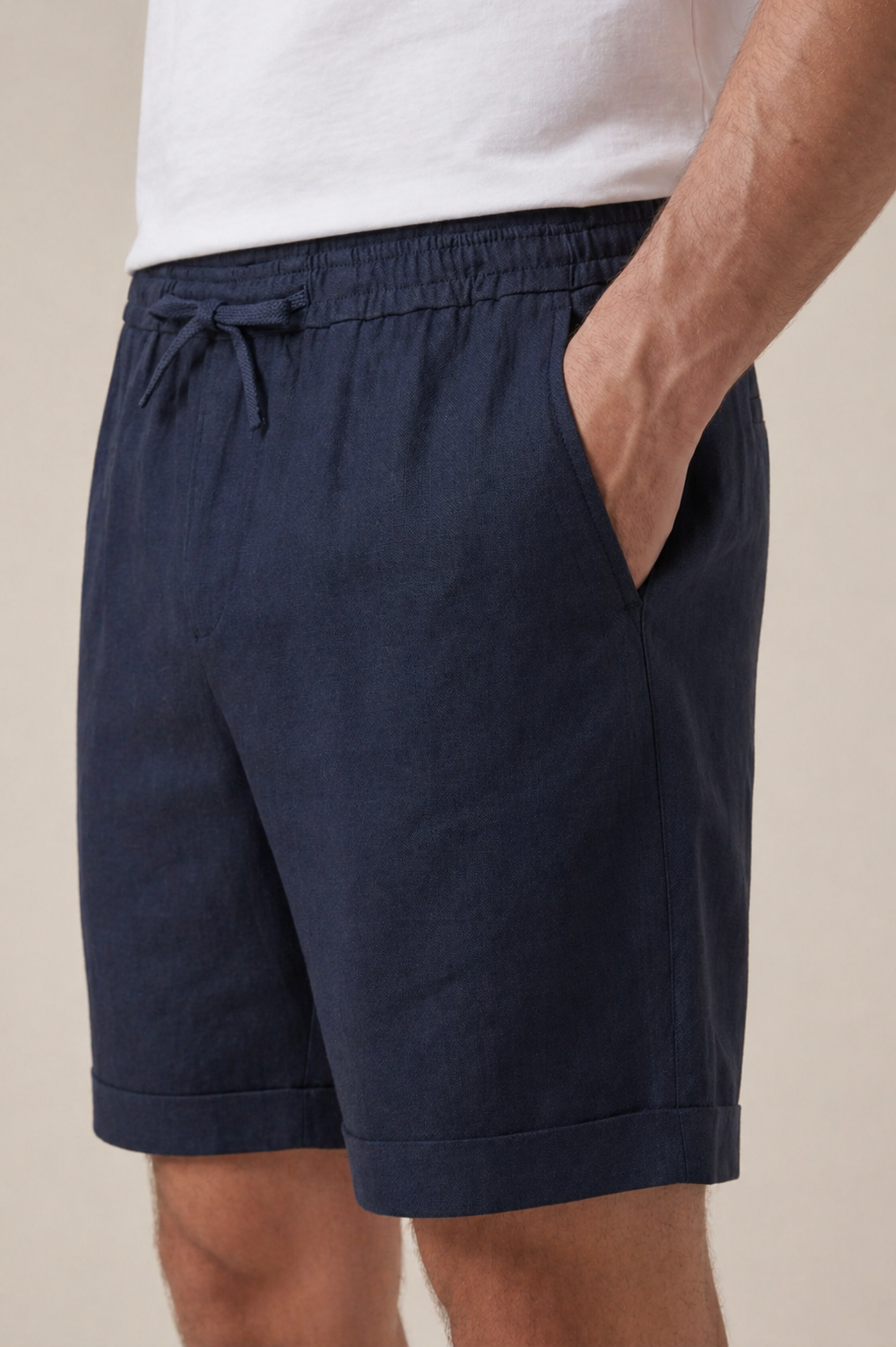 Navy Linen Bayside Shorts