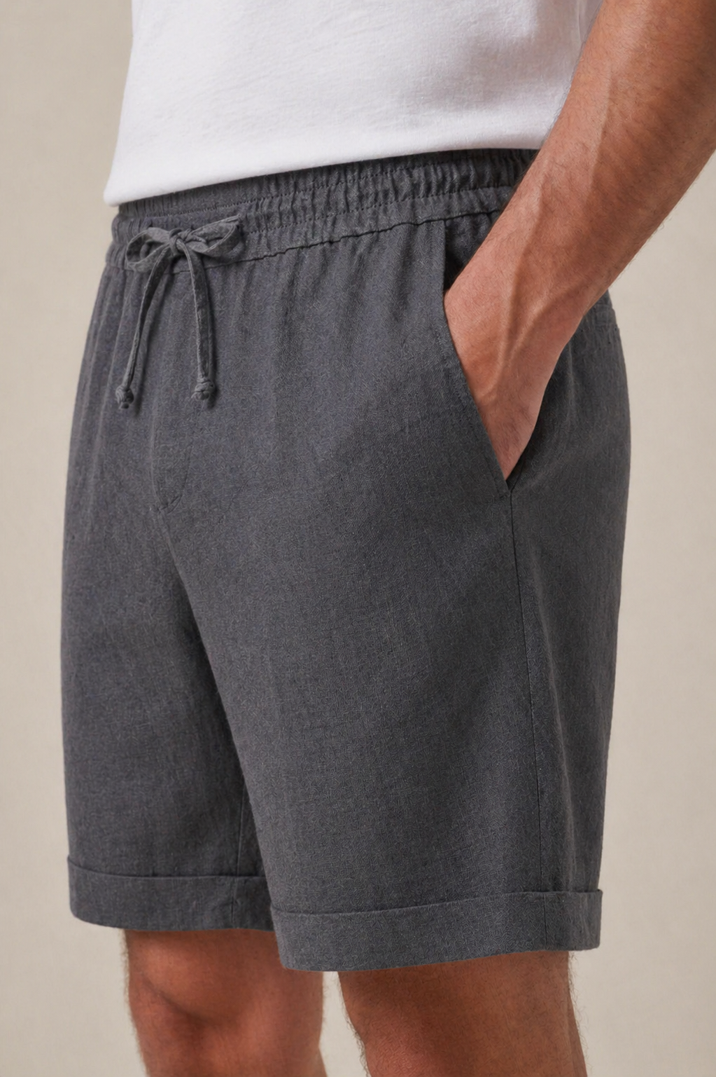 Gray Linen Bayside Shorts