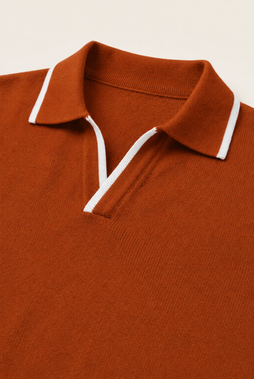 Buttonless Striped Polo Terracotta