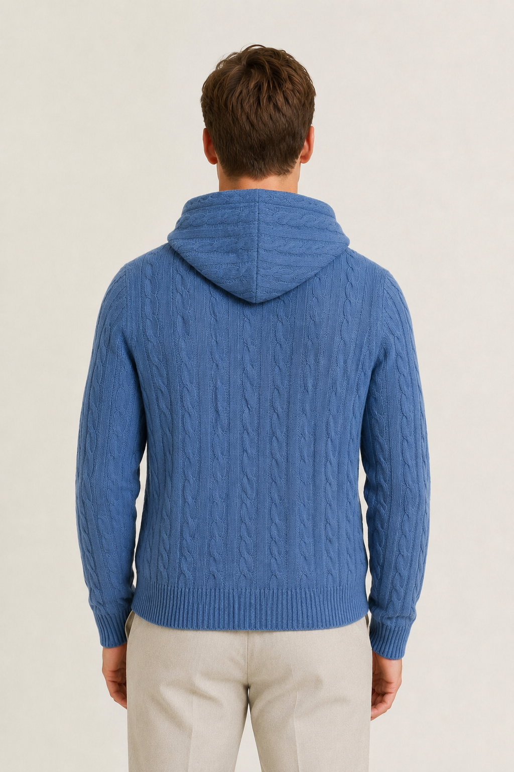 Hooded Cable Knit Royal Blue
