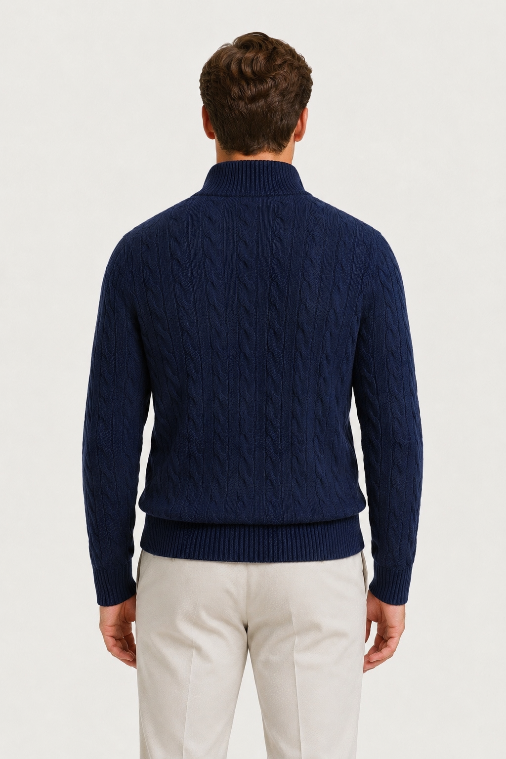Classic Cable Quarter Zip Navy