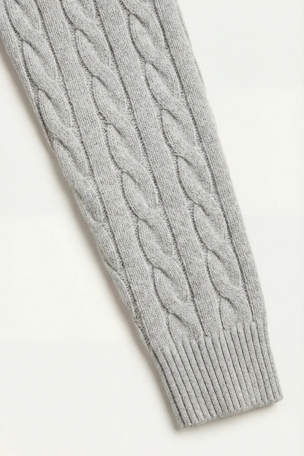 Classic Cable Quarter Zip Grey