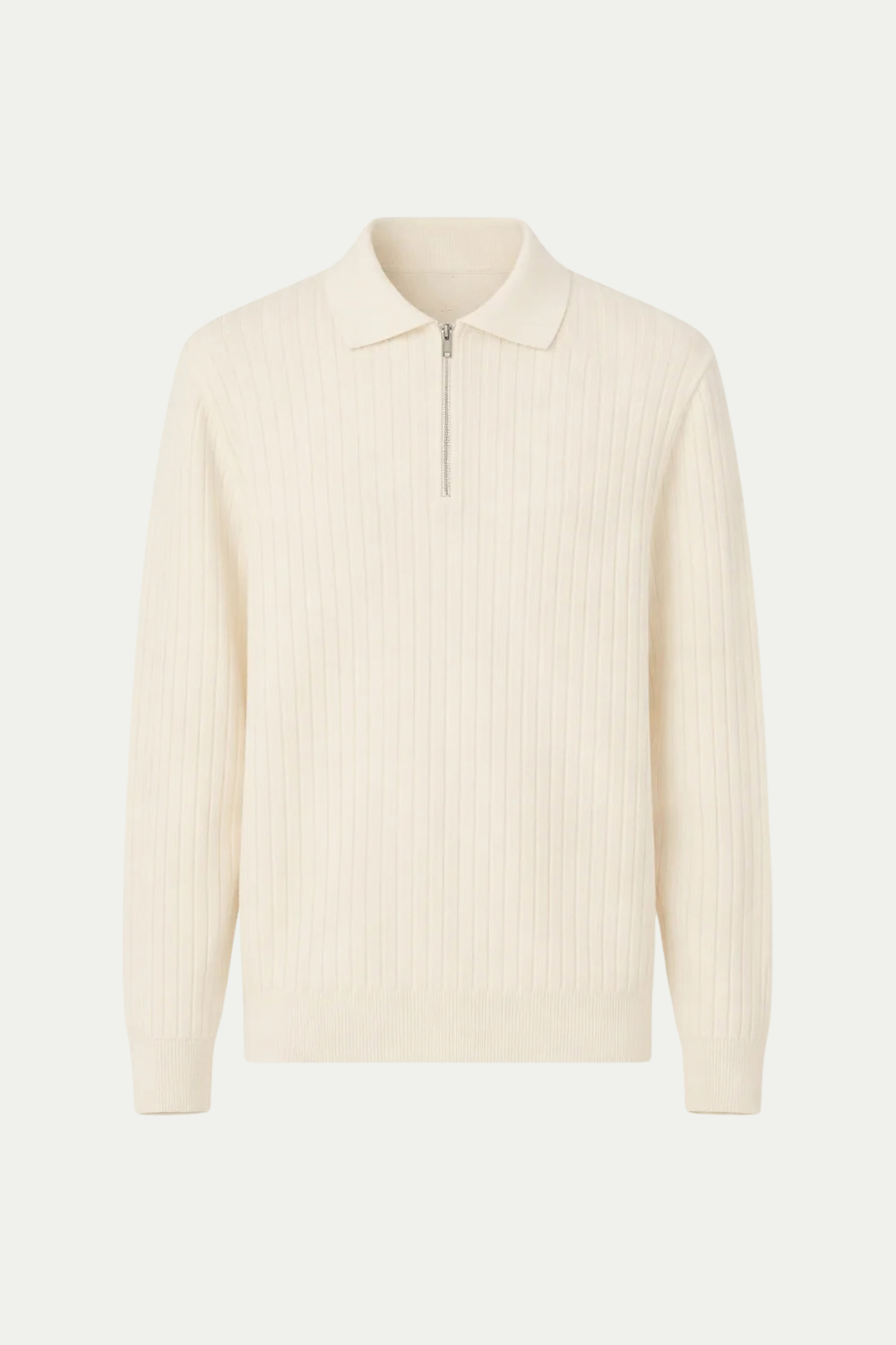 Ribbed Half-Zip Ivory