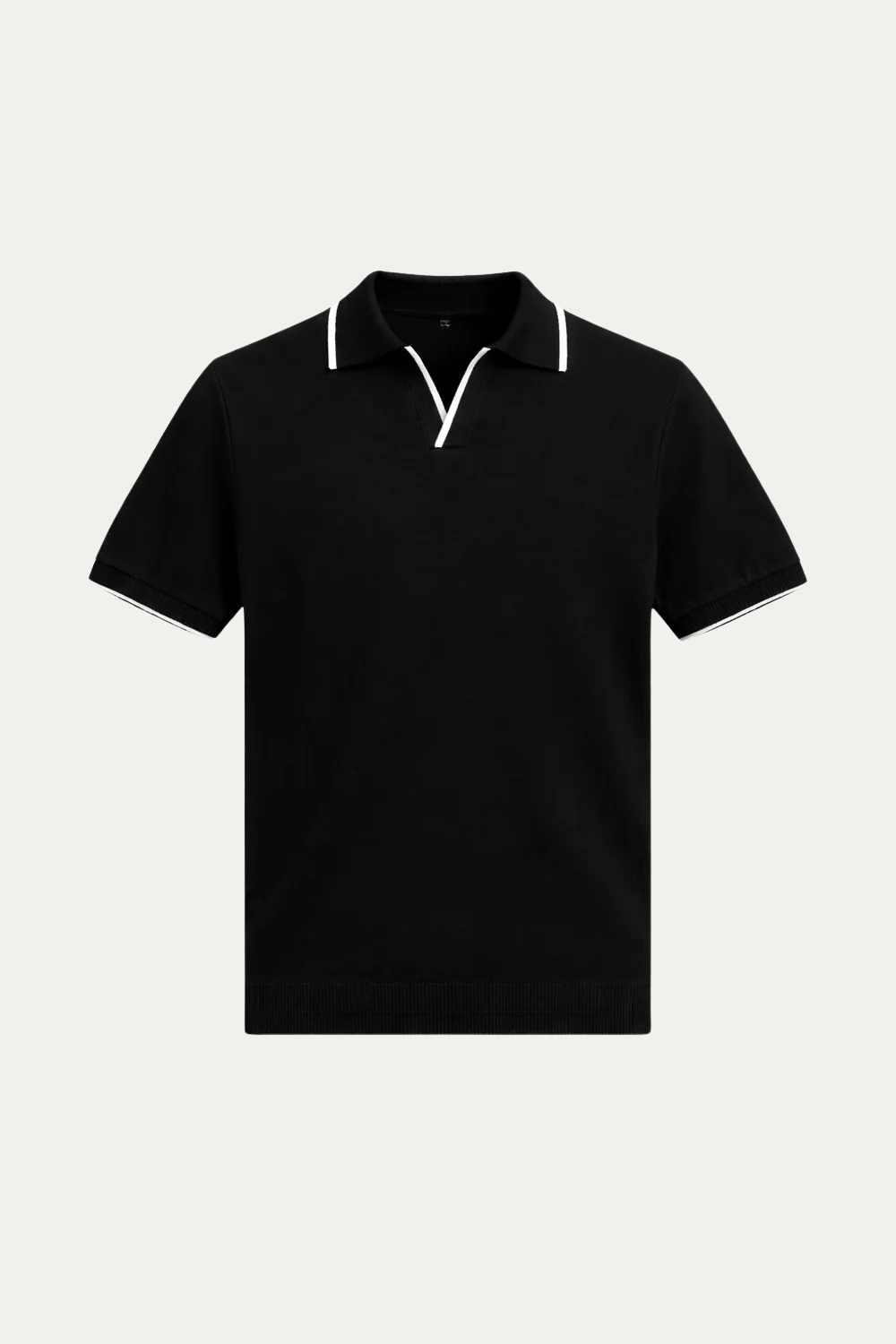 Buttonless Striped Polo Black