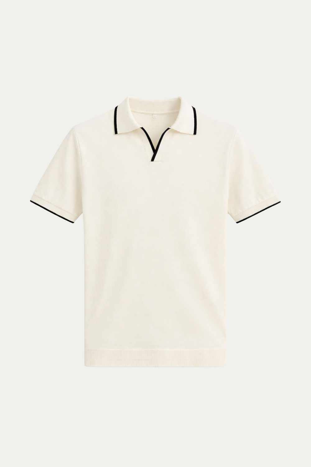 Buttonless Striped Polo Ivory