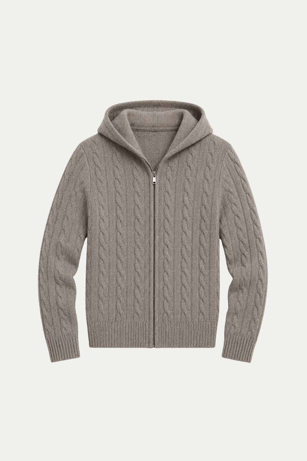 Hooded Cable Knit Gray
