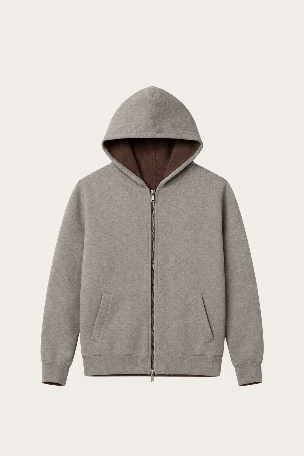 Reversible Hooded Zip Knit Brown & Gray