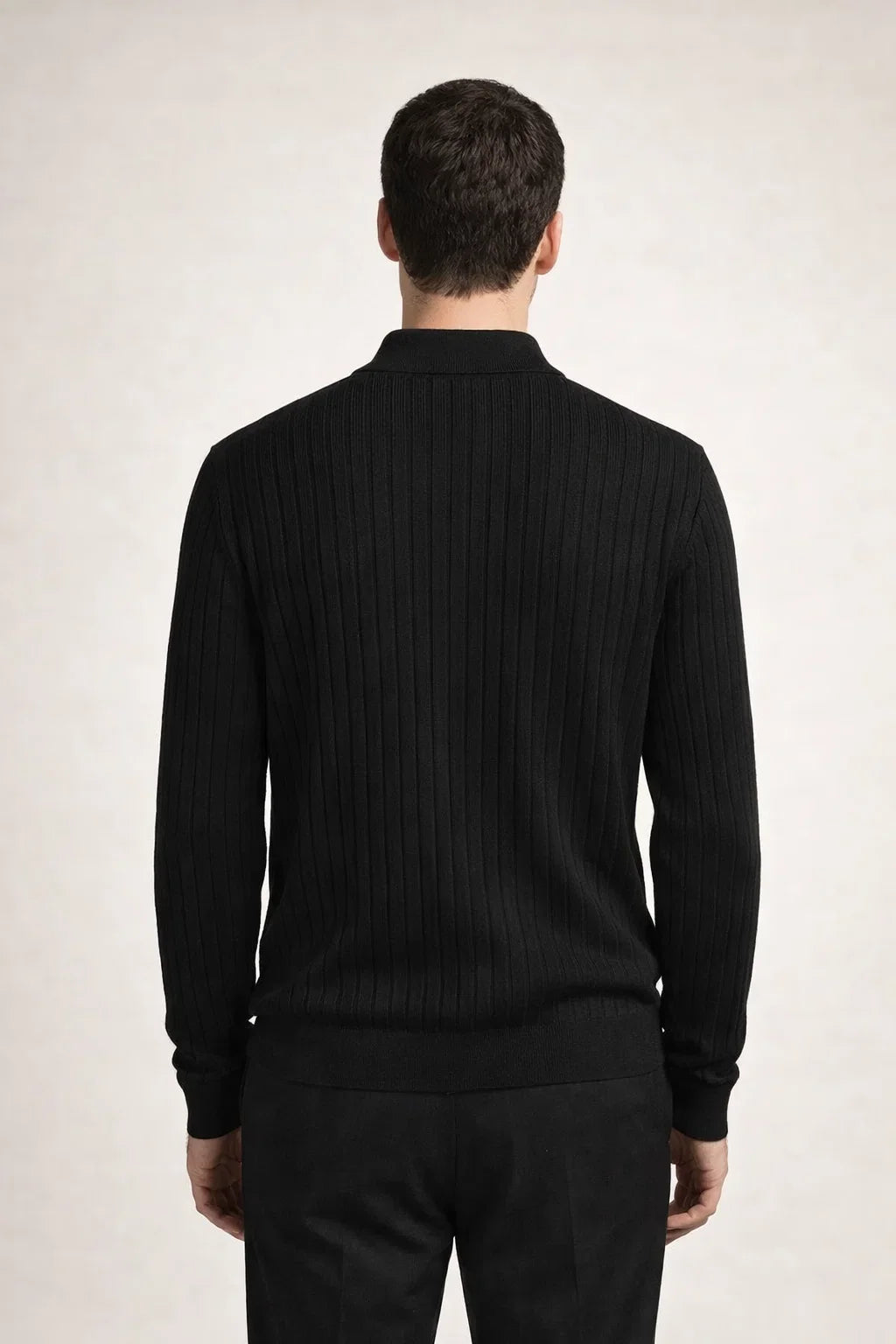 Ribbed Half-Zip Black