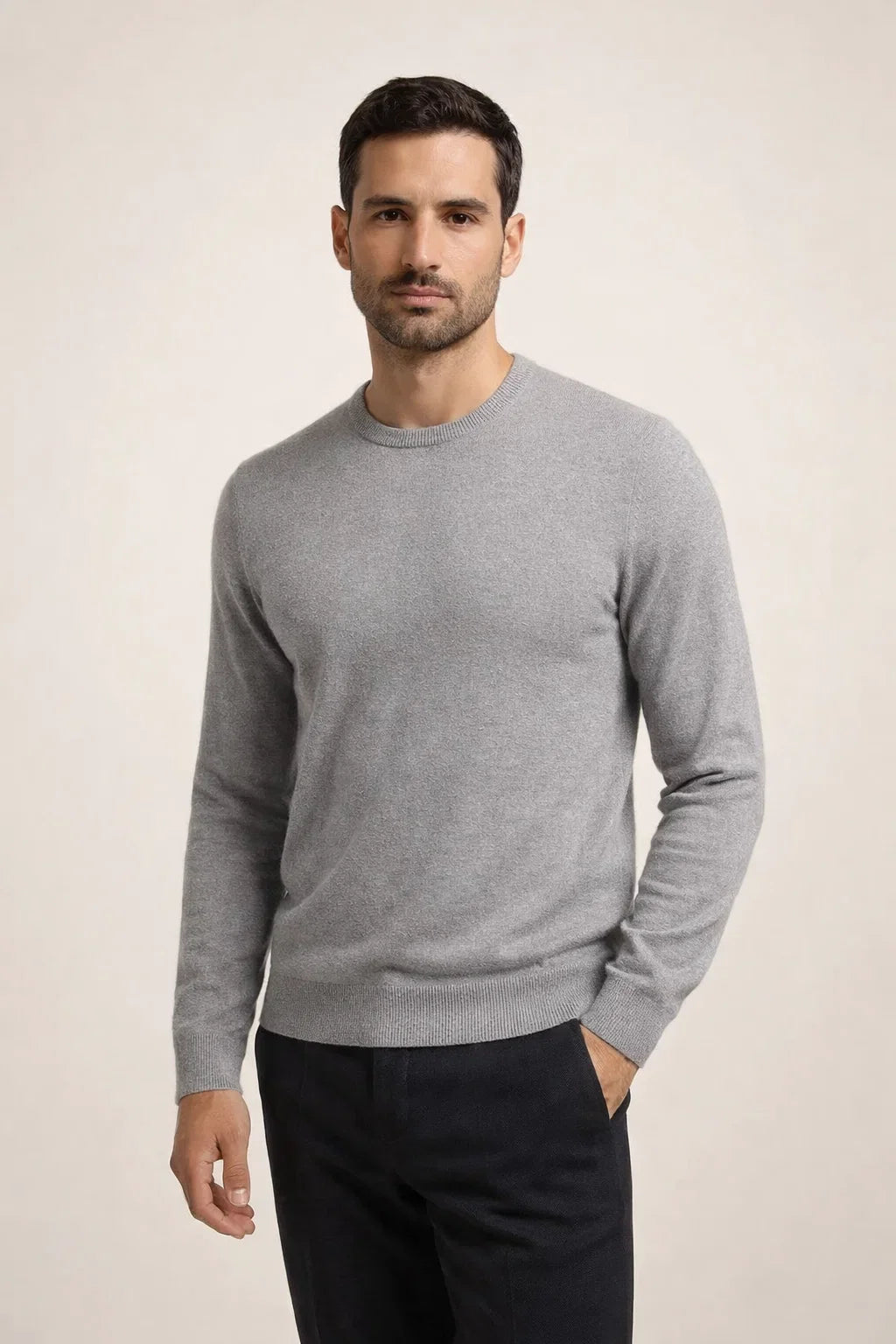 Fine Wool Crewneck Light Grey