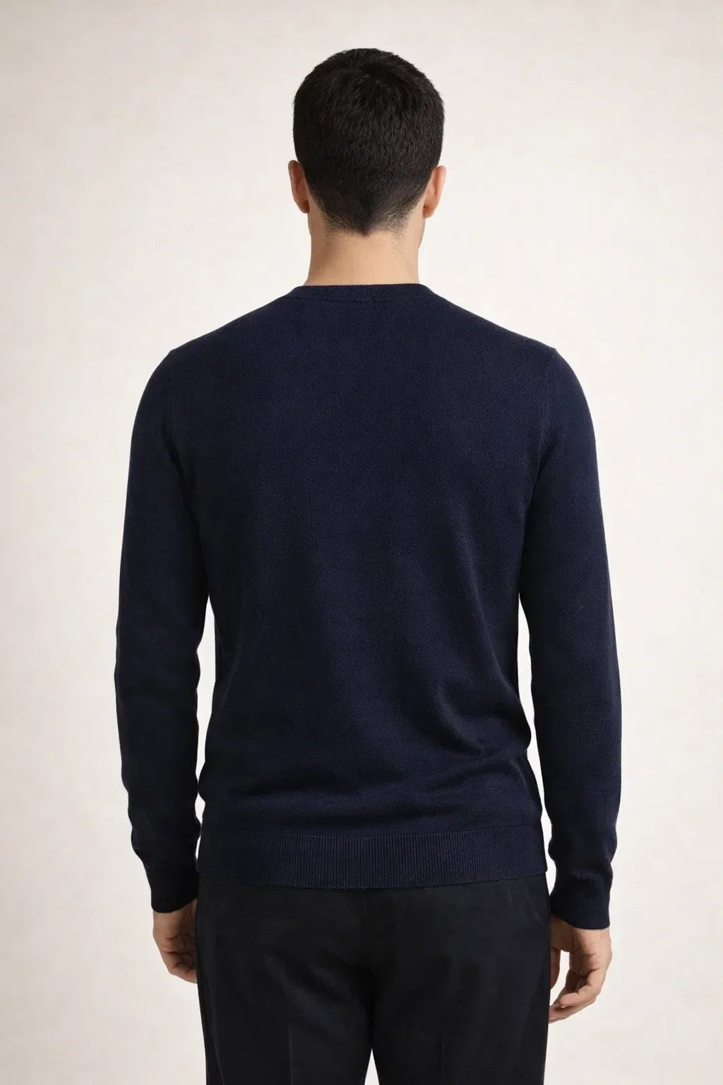 Fine Wool Crewneck Navy Blue