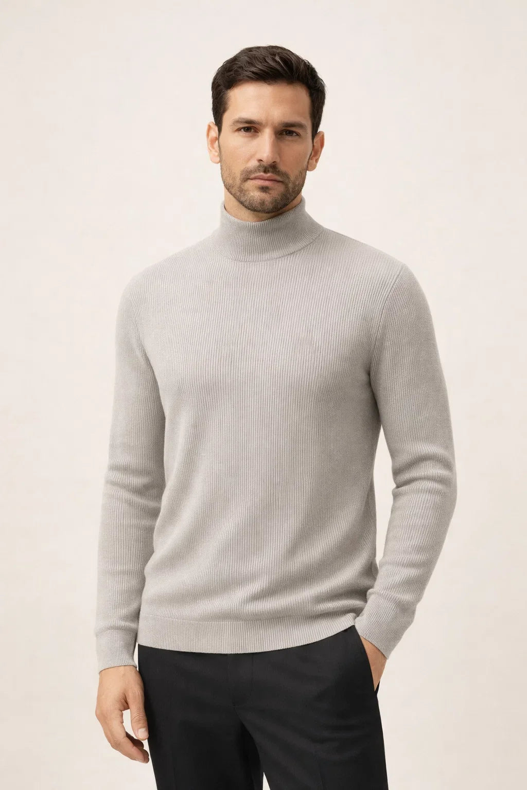 Ribbed Turtleneck Beige