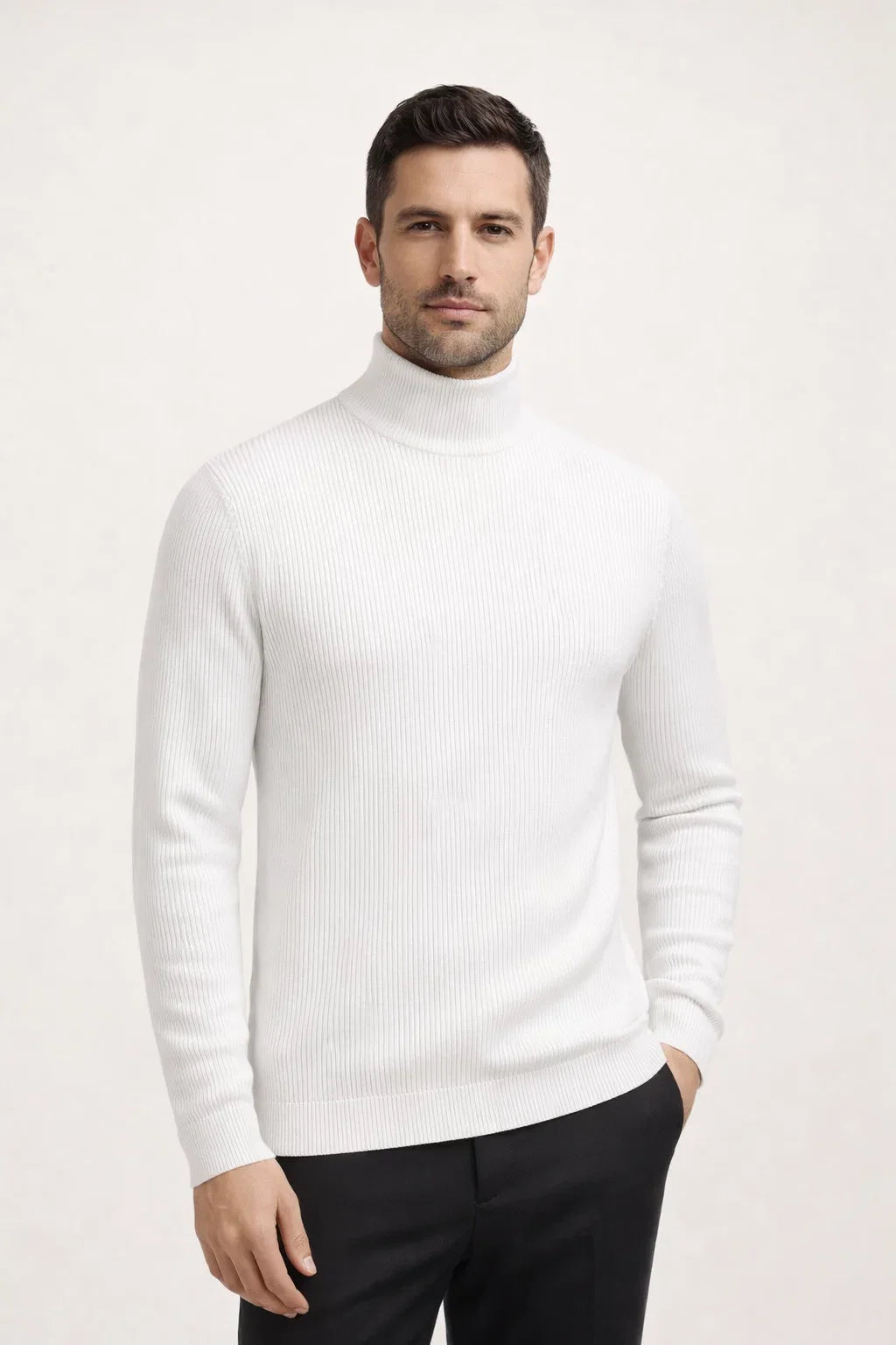 Ribbed Turtleneck White