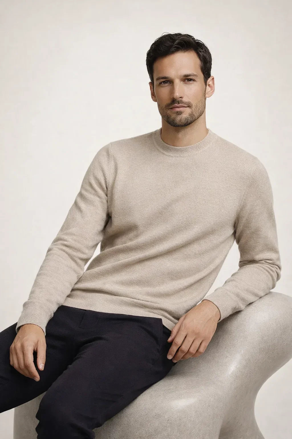 Fine Wool Crewneck Beige