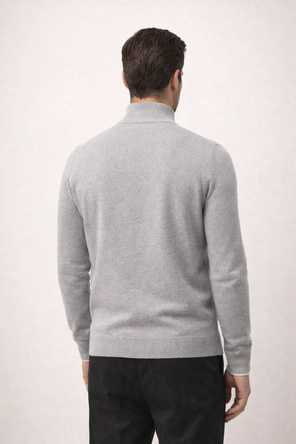 Refined Full Zip Knit Light Grey / White